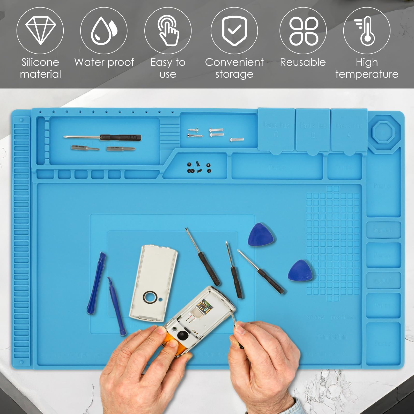 Tapis De Soudure En Silicone, 500 ℃ Résistant à La Chaleur Antidérapant