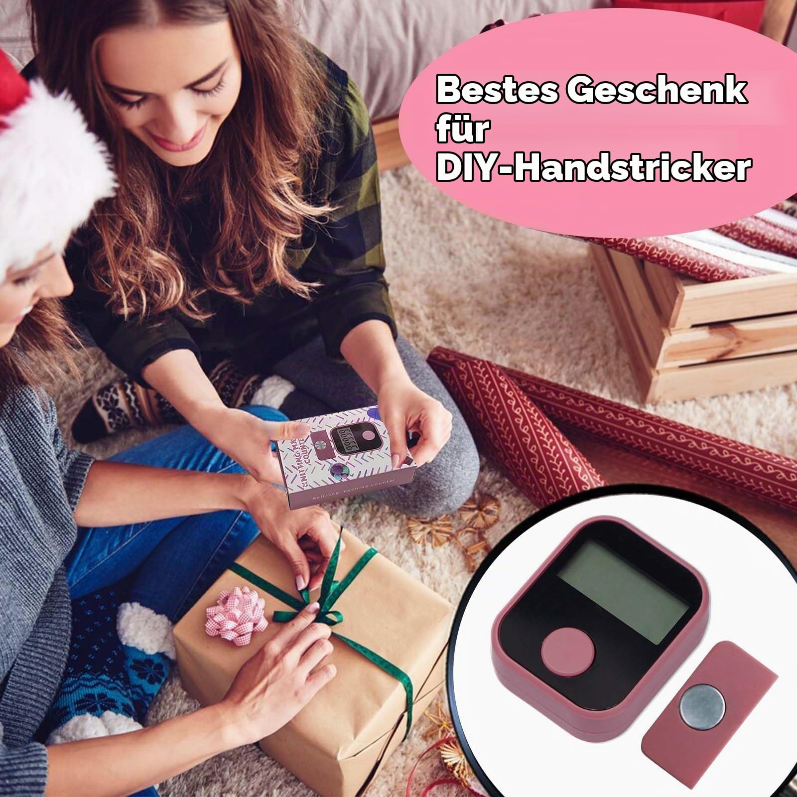Strickmaschinenzähler, Reihenzähler für Rundstrickmaschine, aufsteckbar, magnetisch, geeignet für 32/40/48 Nadelreihe digitaler Zähler (2 Stück)