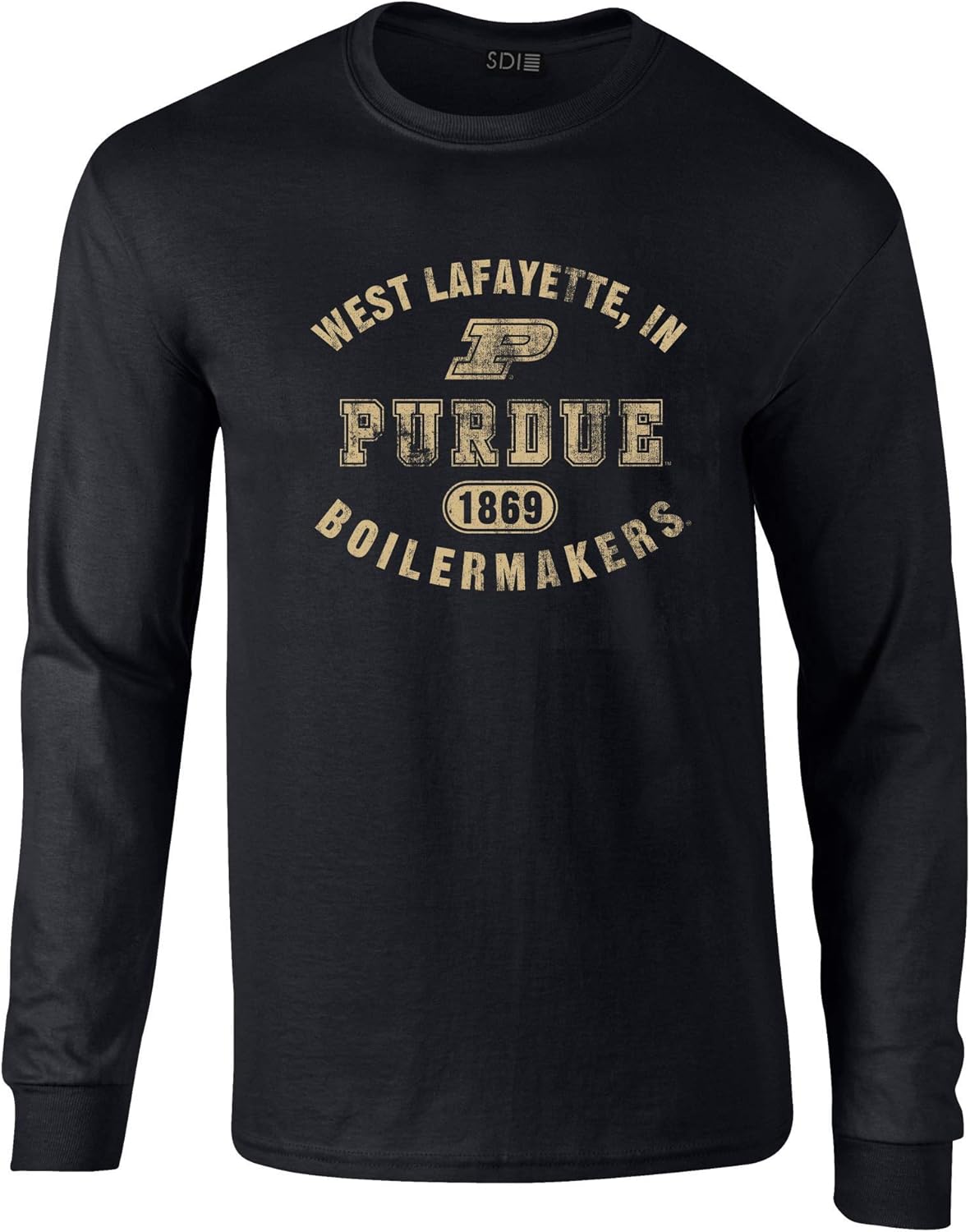 [SDI] カレッジアパレル長袖 コットンTシャツ、ビンテージアスレチックデザイン Purdue Boilermakers Long