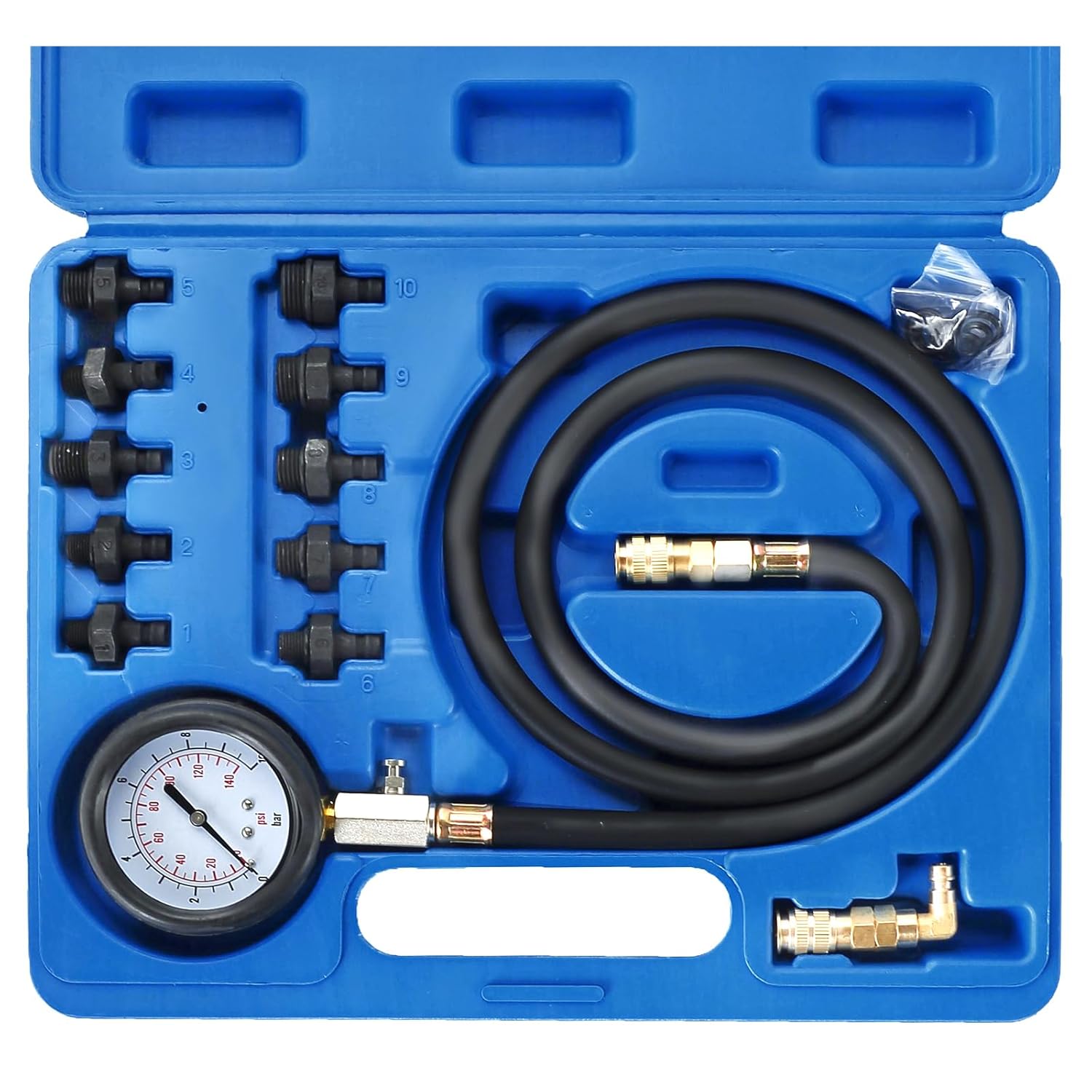 ATPEAM Oil Pressure Tester Kit | 0-140 PSI Oil Pressure Gauge Tool for Engine Diagnostic Test with Hose Adapters for Cars ATVs Trucks