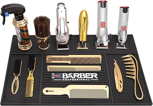 Miniatura 9 de Tapete magnético de peluquería para estación de peluquería, tapete organizador para herramientas de estación de peluquería con 6 ranuras para