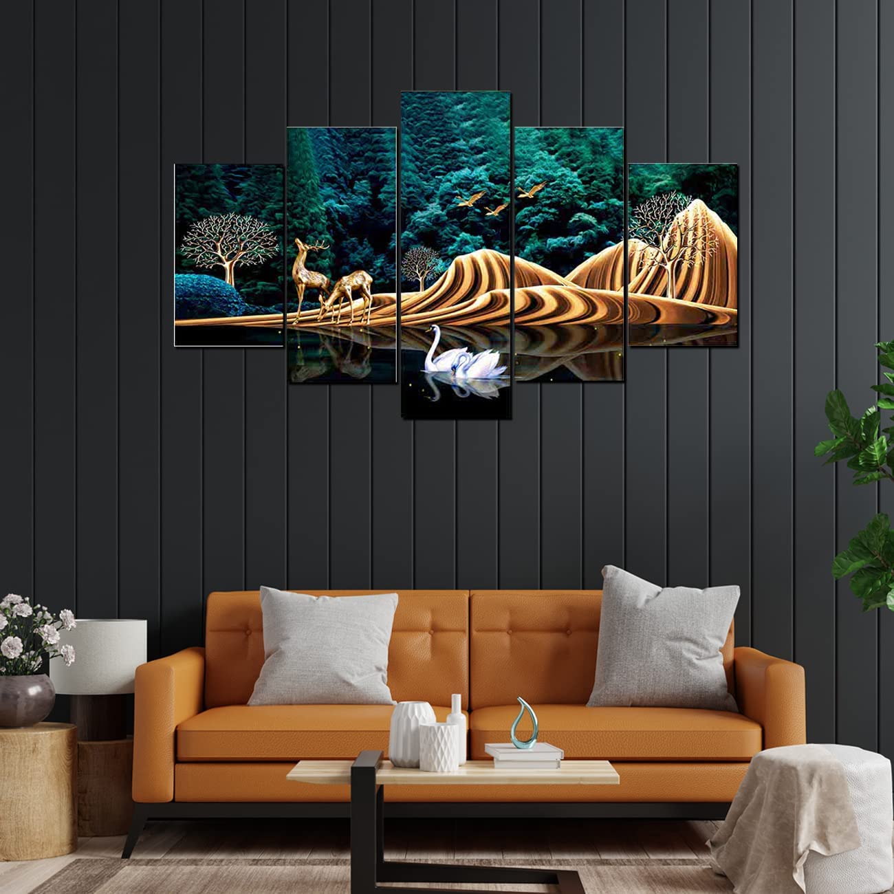 perpetual Deer Painting for Wall Decoration - Set Of Five, 3d Scenery Vastu Wall Painting for Living Room Large Size for Wall Decor and Home Decoration, Hotel, Office (B0CVVZ8N65) Amazon Price History, Amazon Price Tracker