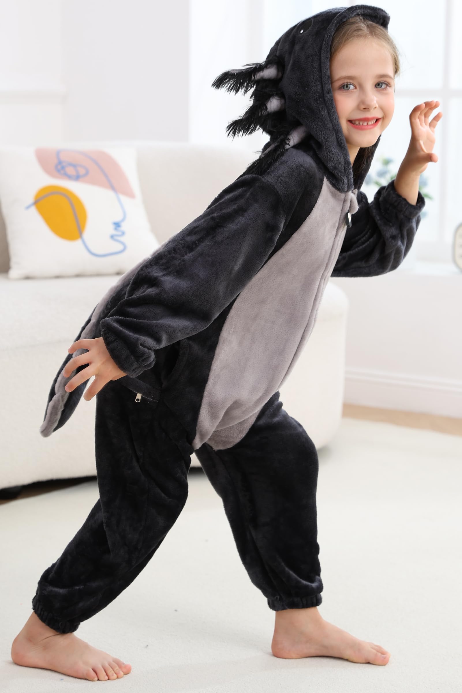 DarkCom Pijama de Cosplay de Animal,Axolote Melanoid Combinación para Padres e Hijos, Pijama Suave y Cómodo, Halloween y Navidad en Familia S