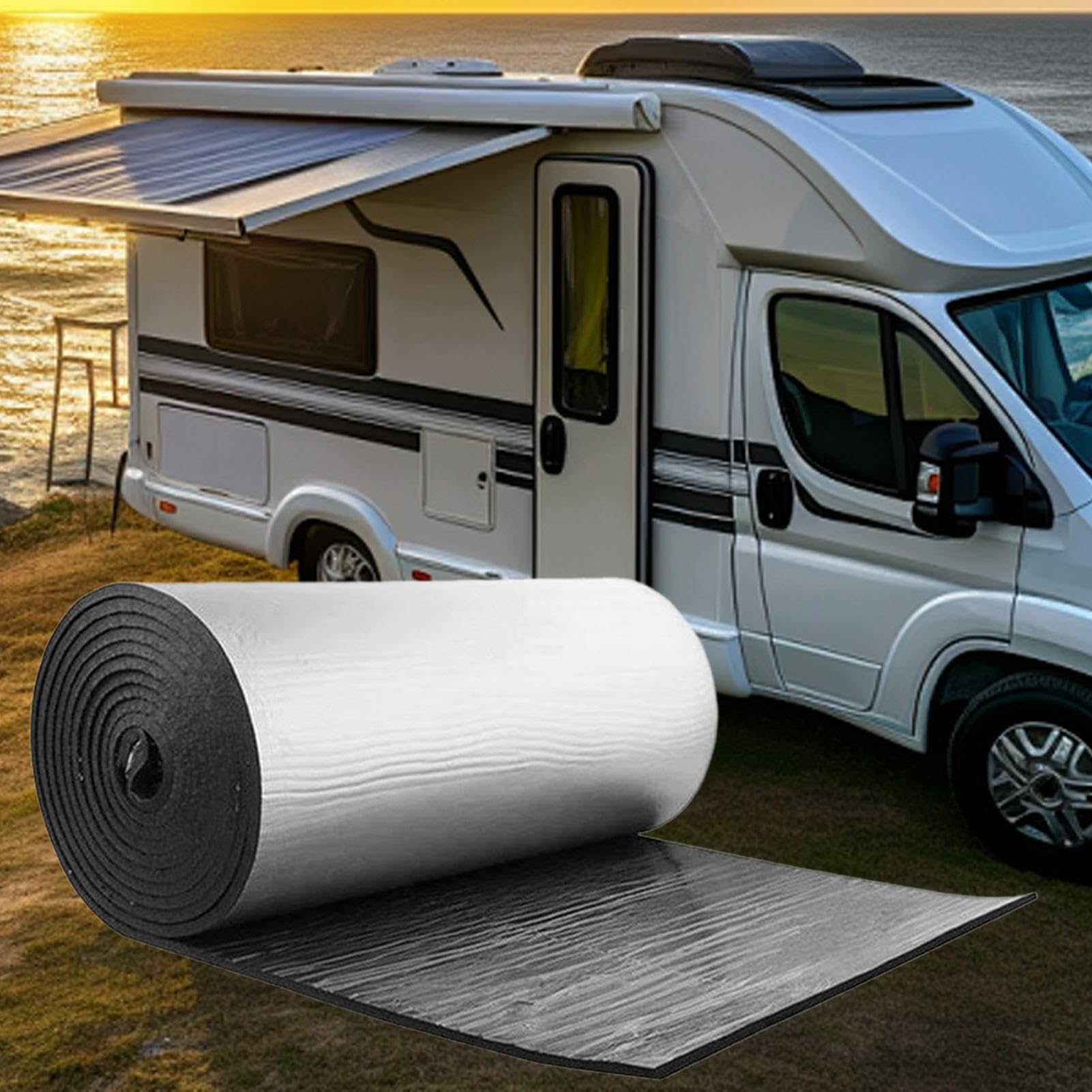 Schalldämmmatte für Auto 200x50 cm selbstklebend & zuschneidbar zur | Dämmmaterial für Wohnmobile Fahrzeug-Schalldämmung für Sommer