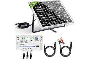 12V Solar Battery Charger Kit with 25W Solar Panel and 10A Charge Controller