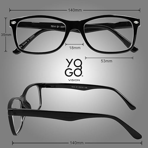 Miniatura 5 de Yogo Vision Gafas de lectura con bloqueo de luz azul para hombres y mujeres, marco cuadrado, antifatiga ocular, lentes de lectura para computadora