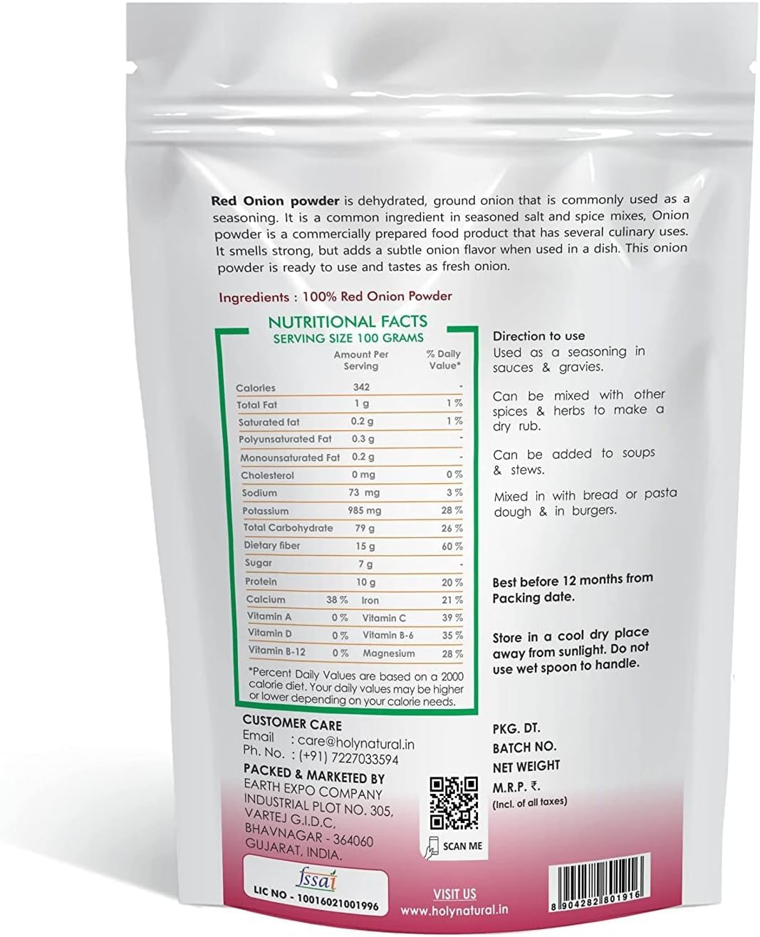QURA Cipolla rossa disidratata in polvere – 1 KG