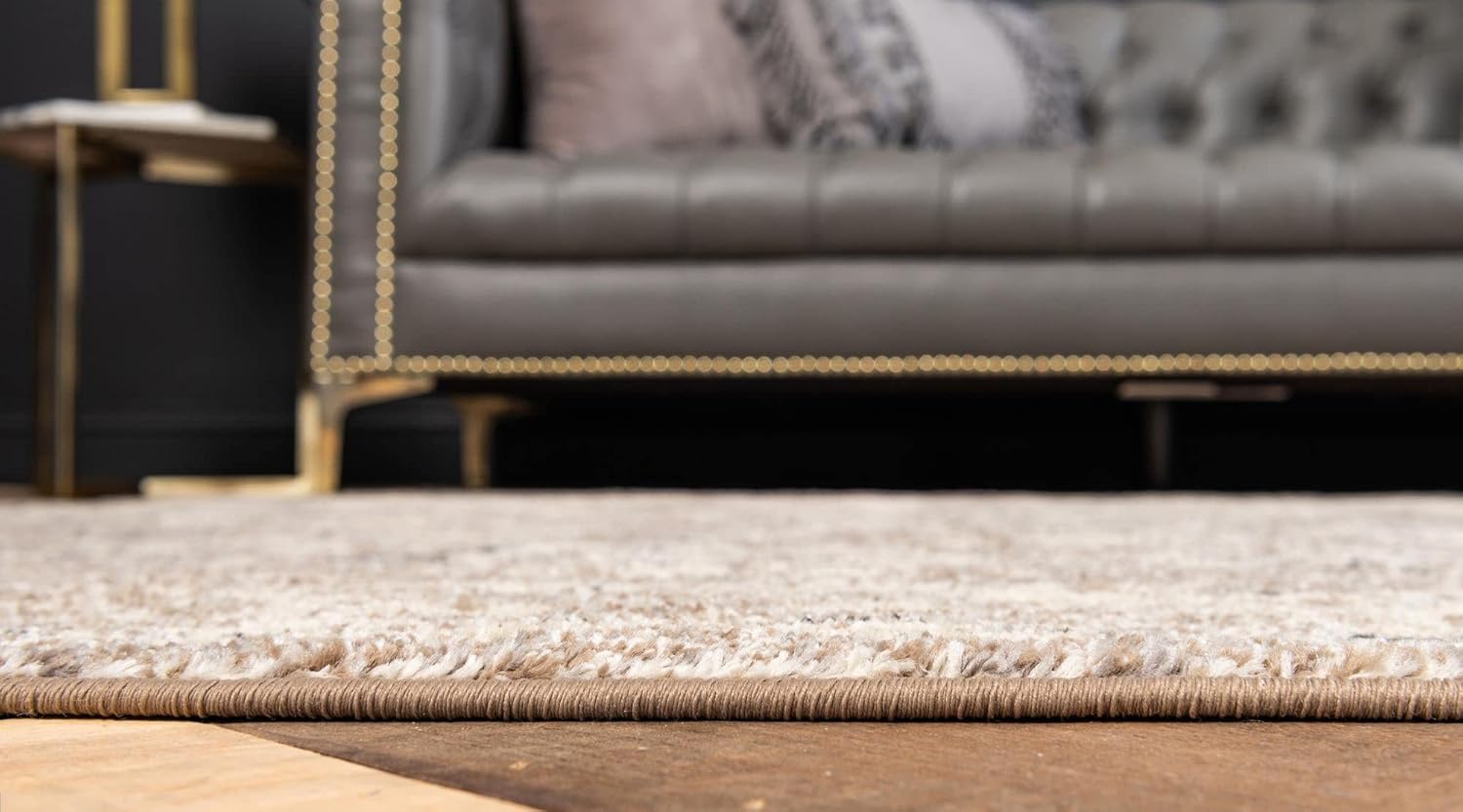 Rugs.com Madeline Collection Rug – 6 Ft Runner Beige Brown Medium Rug Perfect for Hallways, Entryways