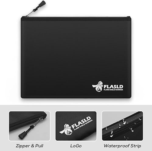 Miniatura 5 de FLASLD Bolsas de dinero y documentos ignífugas, bolsa grande ignífuga y resistente al agua, bolsa segura para dinero en efectivo, objetos de valor y