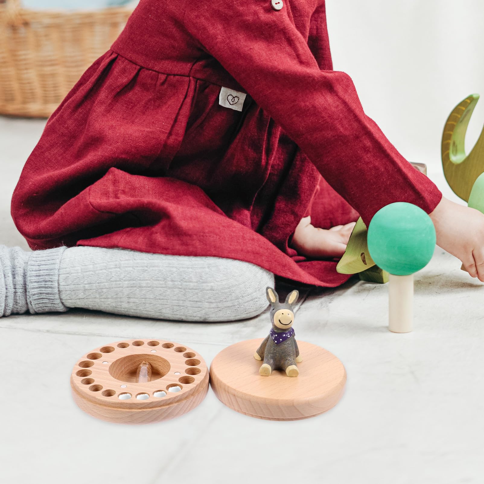 Gatuida Zahndose aus Langlebigem Buchenholz Aufbewahrungsbox für Milchzähne mit Individuellen Fächern und Datumsbeschriftung Süßes Andenken für Jungen und Mädchen zur Erinnerung an