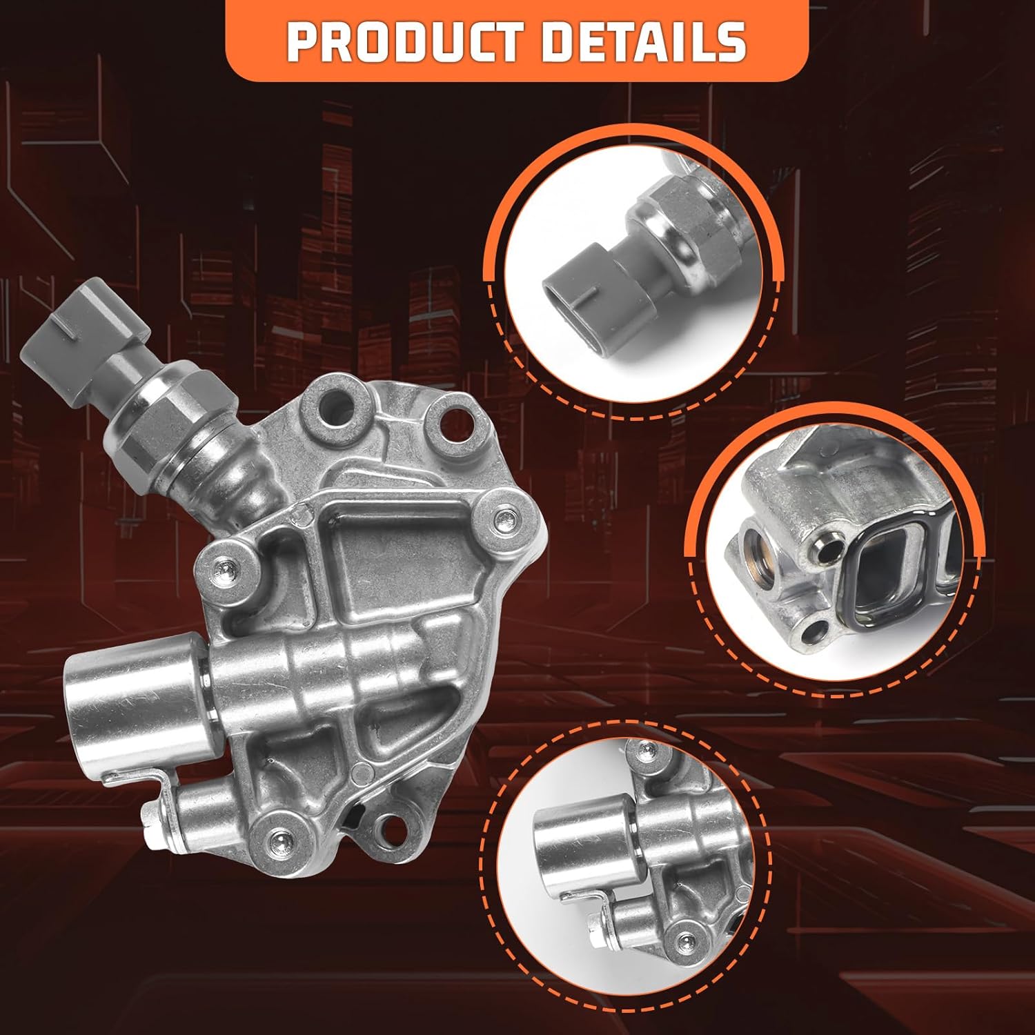 15810-RKB-J01 VTEC Timing Solenoid Spool Valve Assembly With Gasket Applied for Odyssey V6 3.5L EX EXL EXL-T Accord Hybrid 2005-2007 Pilot 2WD Models 3.0L 2006-2008 Replacement Parts
