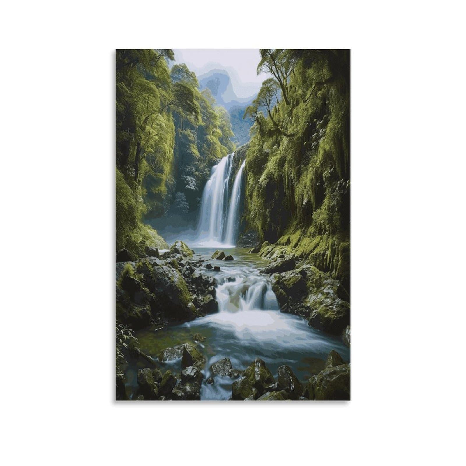 Waterfall Landscape Painting Canvas Wall Art Prints Hangable Decor Painting for Wall Prints Painting Artwork Modern Decorative Artwork Ready to Hang Wall Pictures for Home Decor 24x36inch(60x90cm)