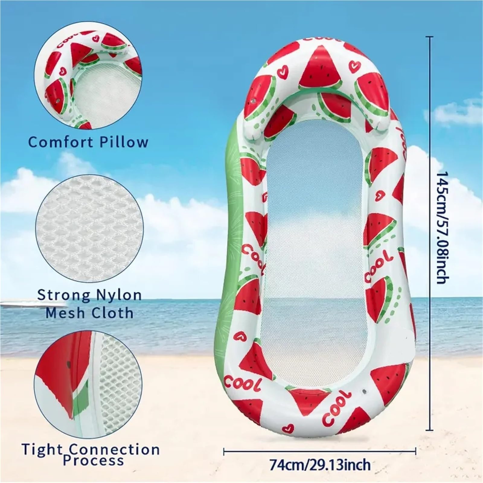 Hamac gonflable flottant pour piscine, matelas de piscine, chaise longue de plage, 1 pièce