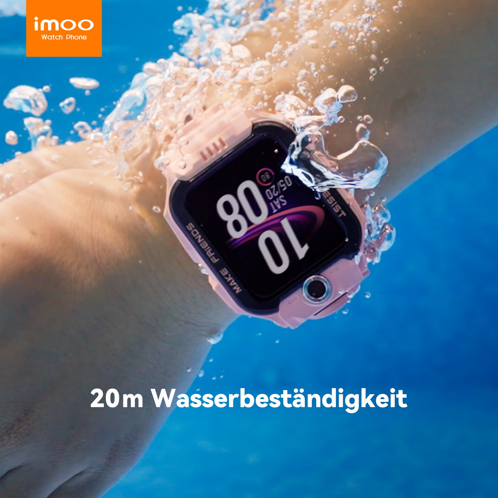 imoo Z7 Smartwatch Kinder, Flip-Dualkamera, Videoanruf, GPS | HD-Videoanruf, VoLTE, Chat, SIM-Slot, 5-Satelliten-GPS-Ortung, Gesundheits-Tracking, Sportmodi, SOS, IPX8, Schulmodus