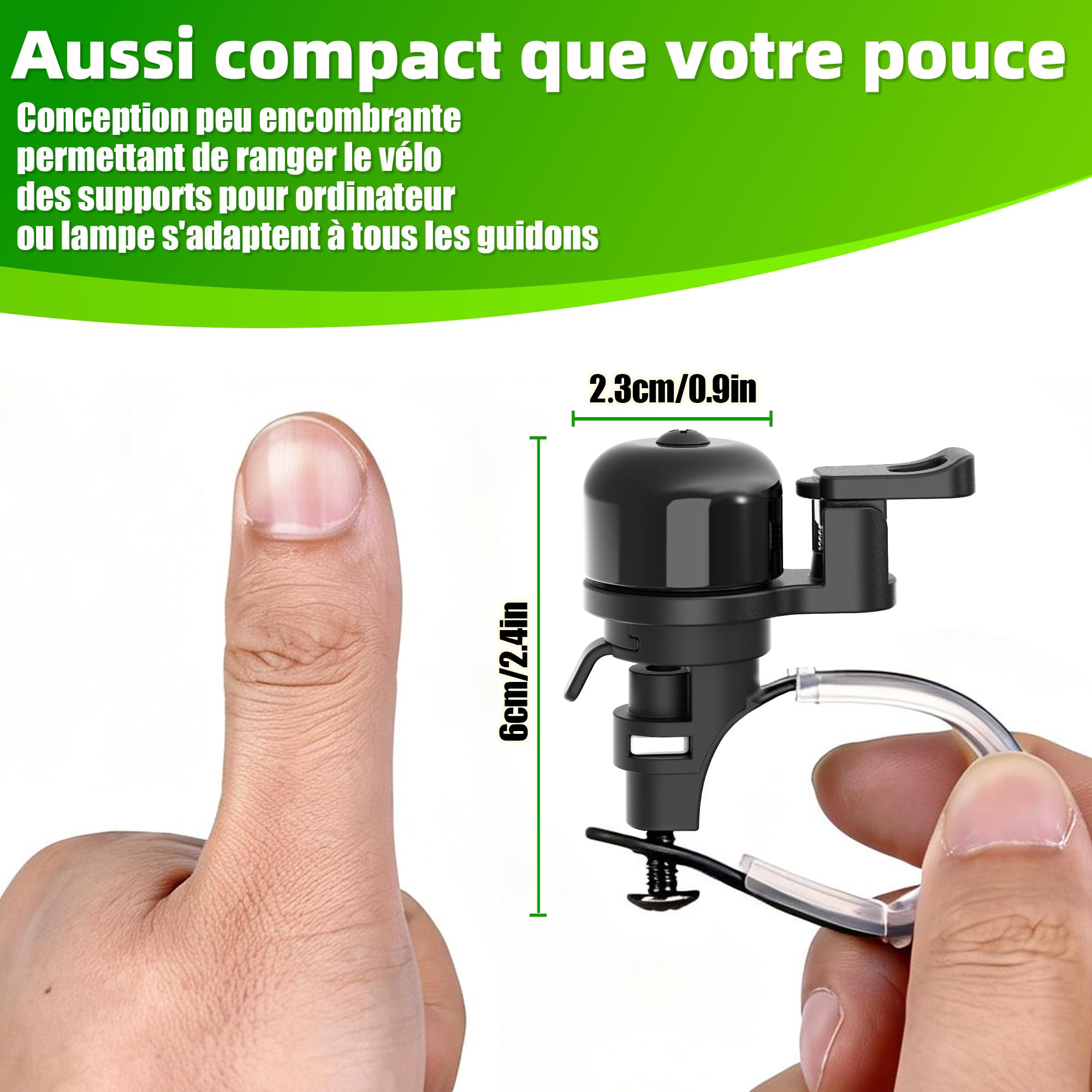 Sonnette Vélo Puissante 100 DB Rotation 360° Compatible Guidons 22-32 mm Route Gravel