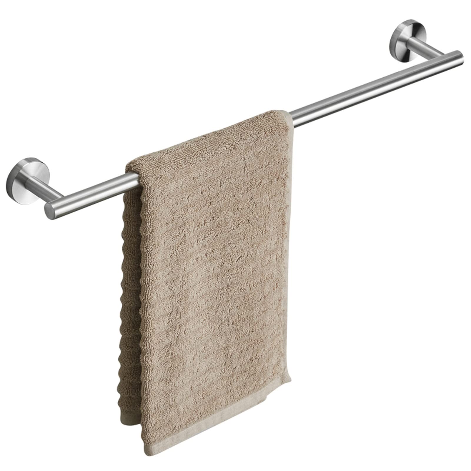 ASDFGHJL Towel Racks for Bathroom Space Saving Simplicity Multifunctional Durable Stainless Steel Towel Bar Rail Round Single Kitchen Accessory Screws Mounting Polished Silver Finish Present