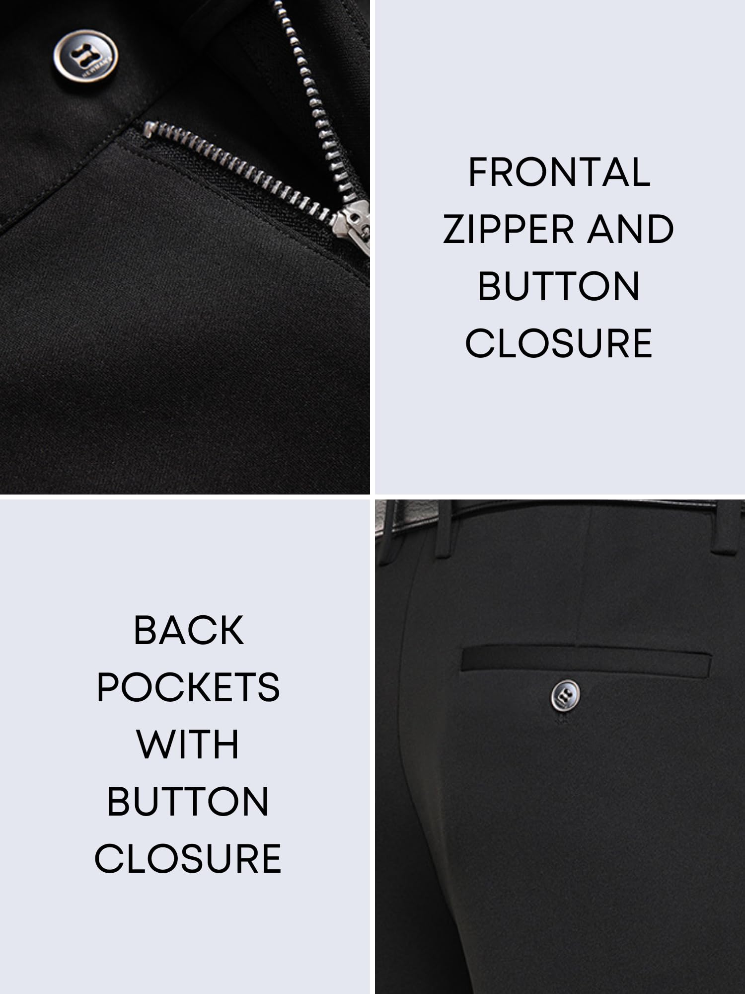 MAGIC SELECT Pantaloni da Uomo Eleganti. Pantaloni da Abito, Taglio Dritto con Pieghe e Tasche da Utilizzare in Ufficio, Lavoro, Cameriere, Impiegato di Magazzino (Primavera-Estate)