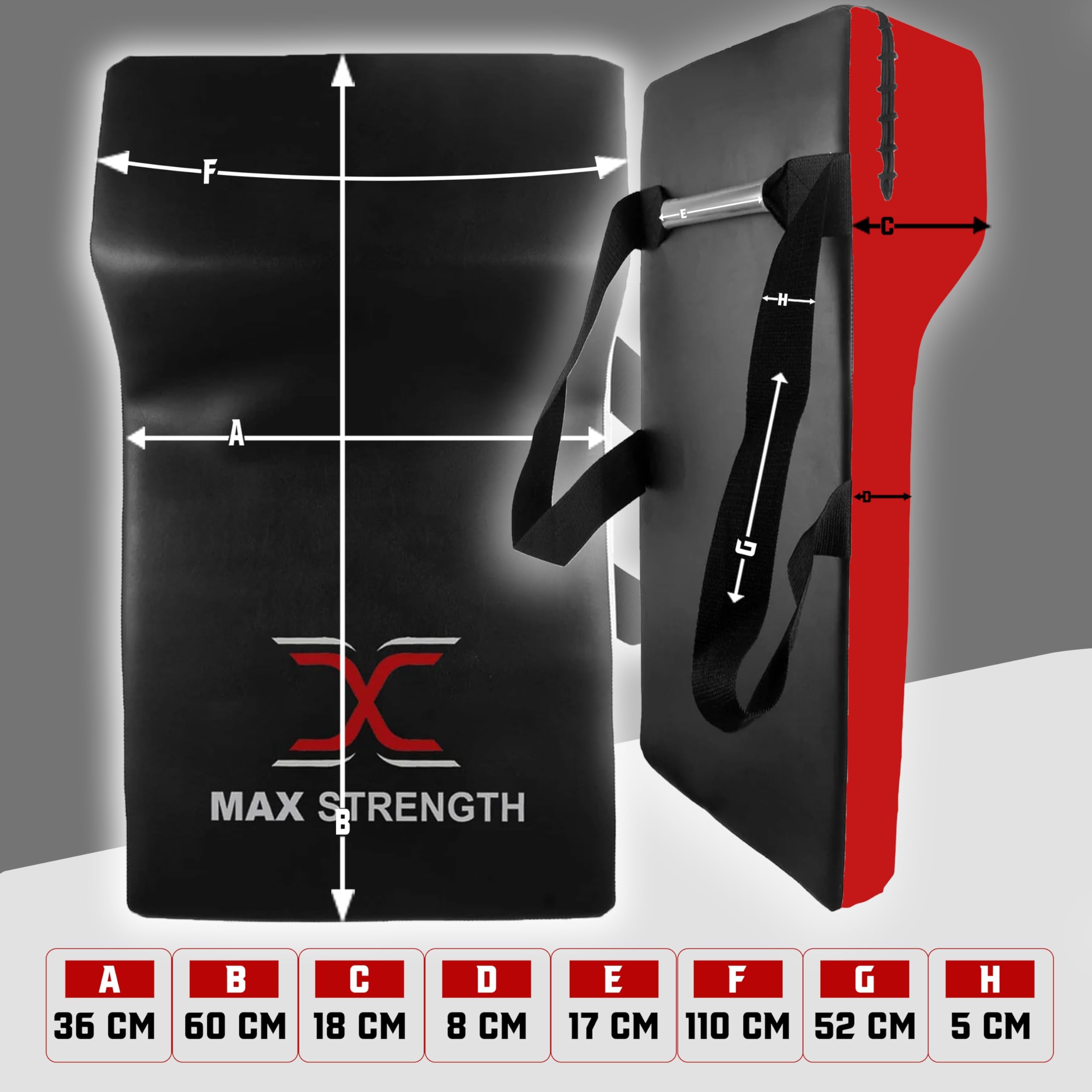 MAXSTRENGTH Bouclier de frappe de rugby robuste de qualité professionnelle en mousse haute densité (noir/rouge : simple)