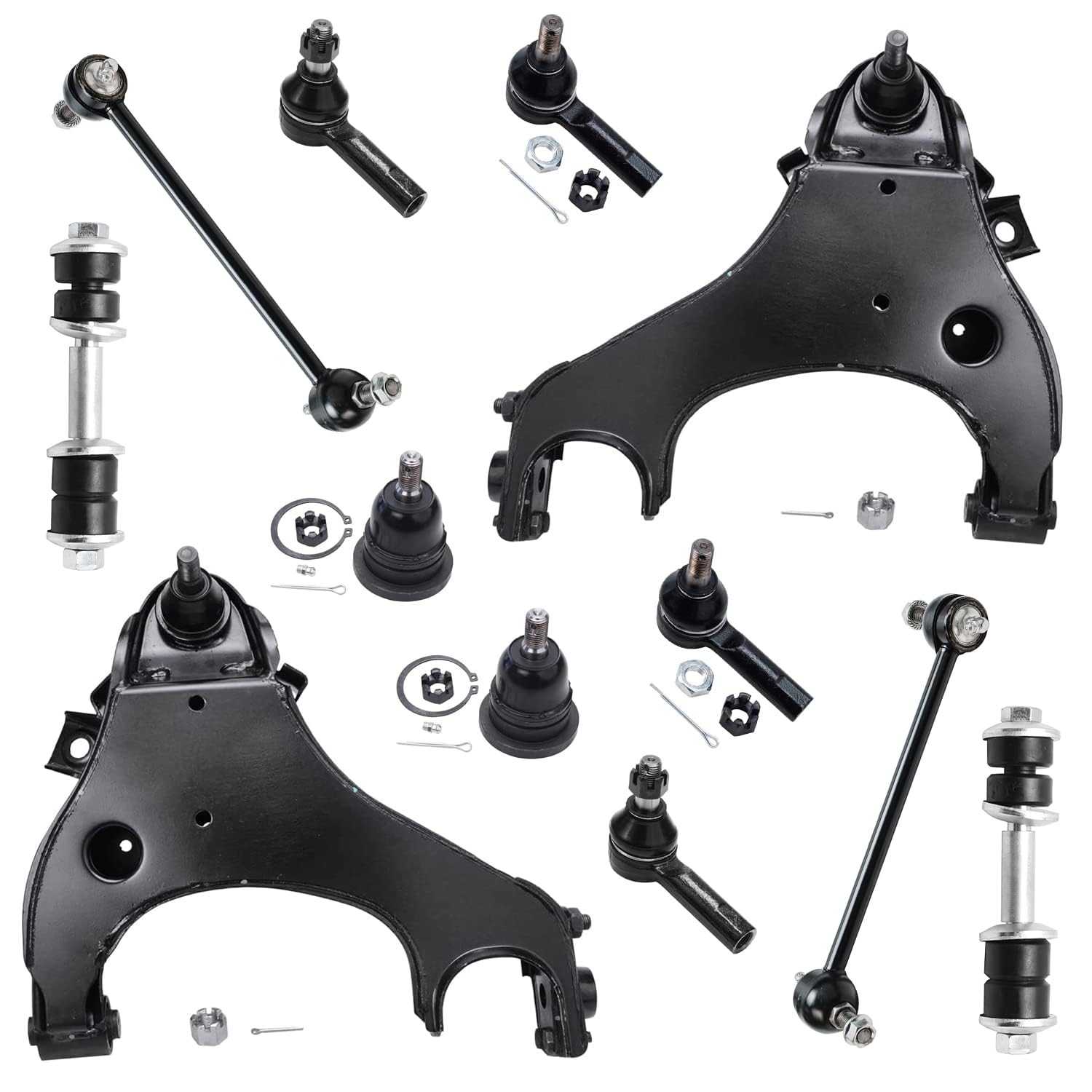 Detroit Axle - 12PC Front Lower Control Arms, Ball Joints, Front Rear Sway