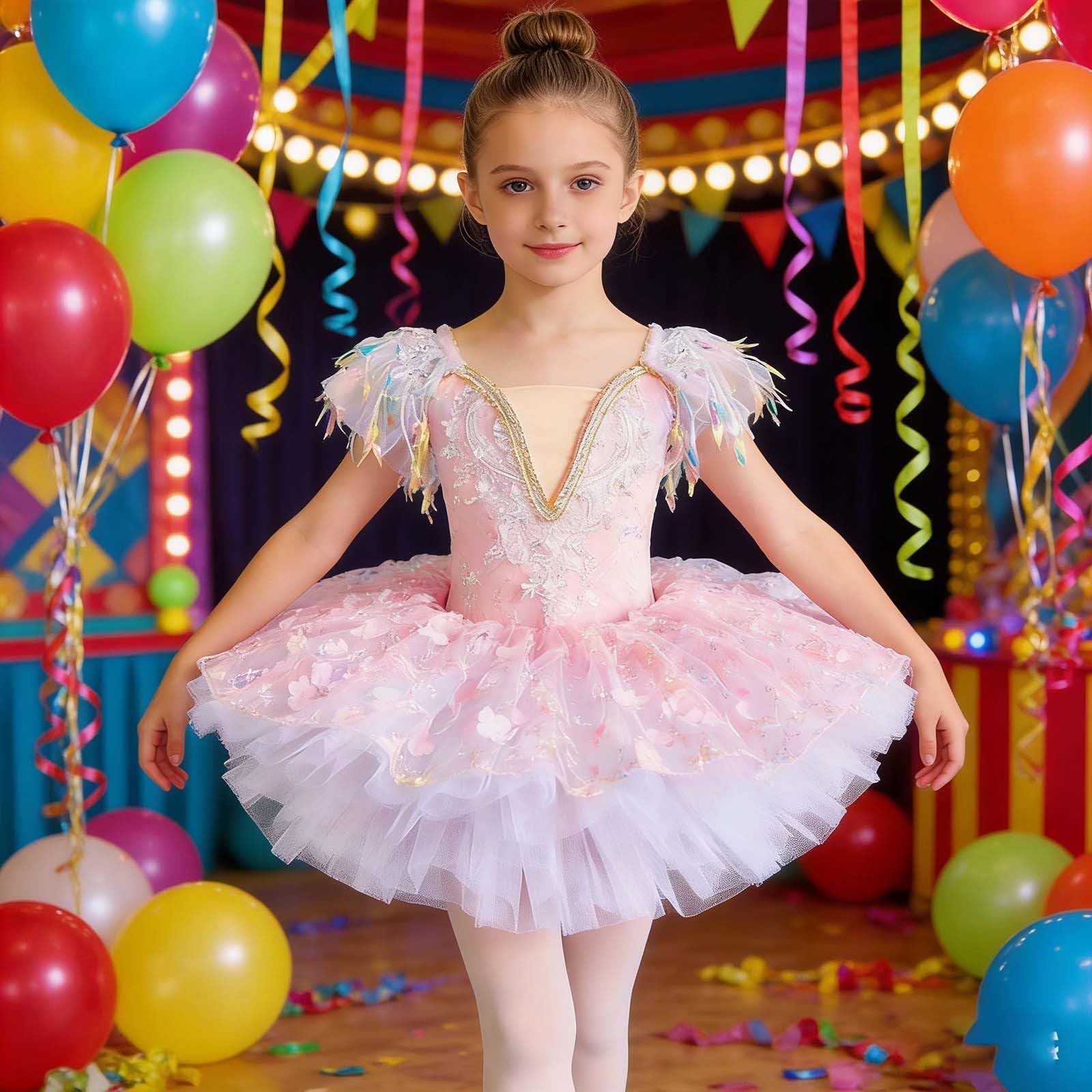 Genérico Vestidos Formales para niñas diseño Floral Veraniego Detalles de Lentejuelas y Purpurina diseño Casual y Formal versátil Cintura elástica Ajustable Vestido Princesa para Boda