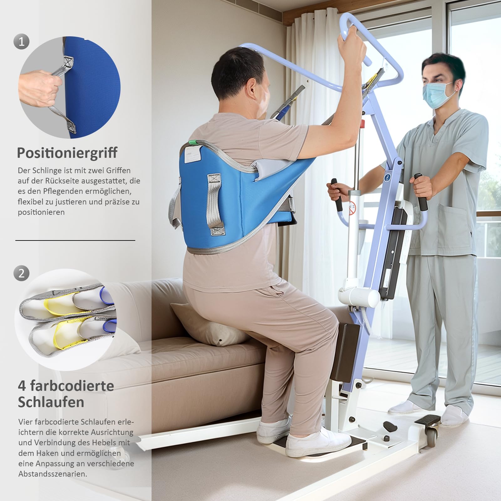 EZ Assistive Sit to Stand Lift Patientenhilfe Gepolsterte Sling und Stand Assist mit Rückenunterstützung, Patientenhilfe Sling funktioniert mit den meisten Mobilitätshilfen (Mittel(Packung 1-Zählung))