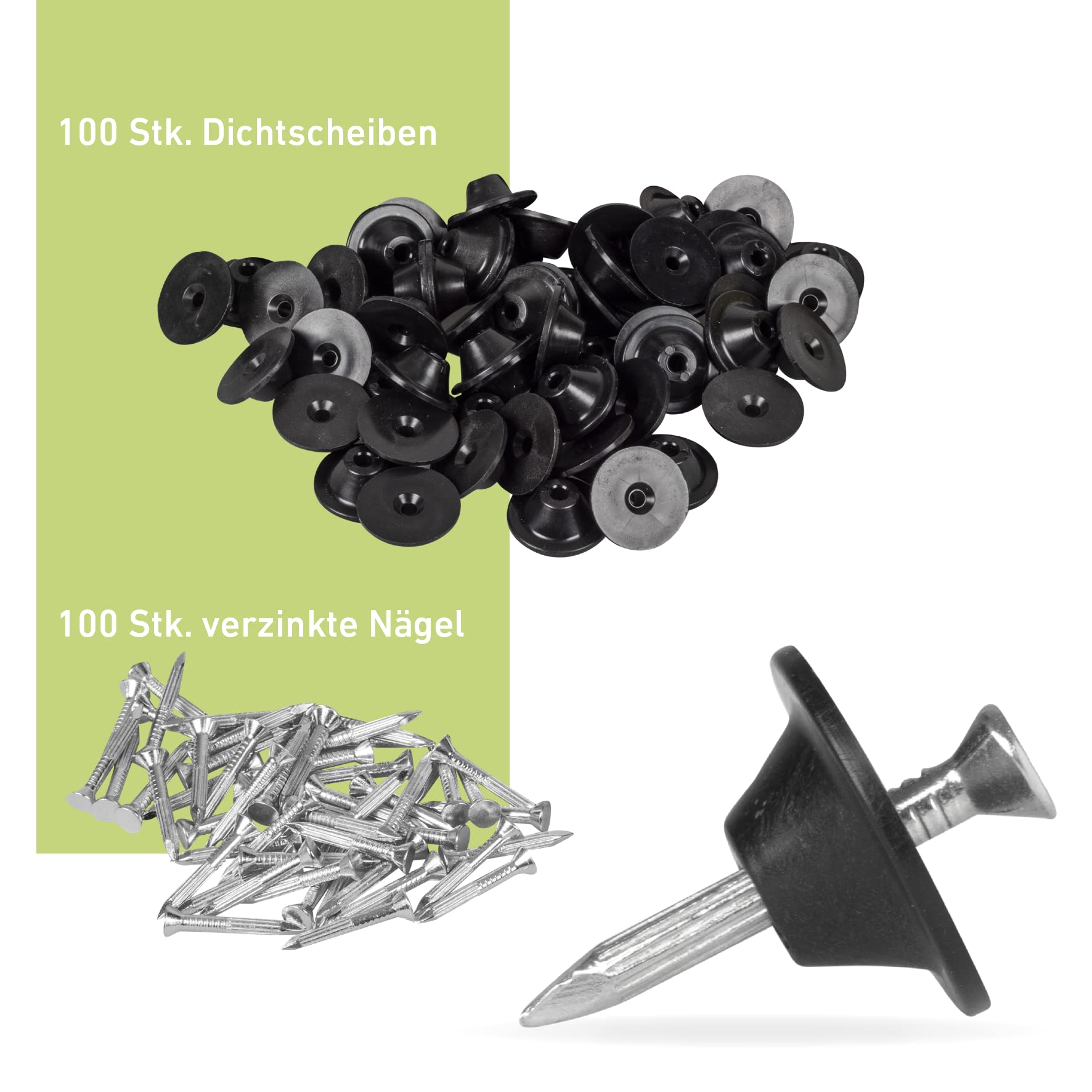 Windhager Gwoździe uszczelniające do folii z wypustkami - 100 szt. gwoździe montażowe 3,5 x 30 mm, podkładka uszczelniająca: 22 mm, gałki montażowe z gwoździami do folii z wypustkami drenaż budowlany