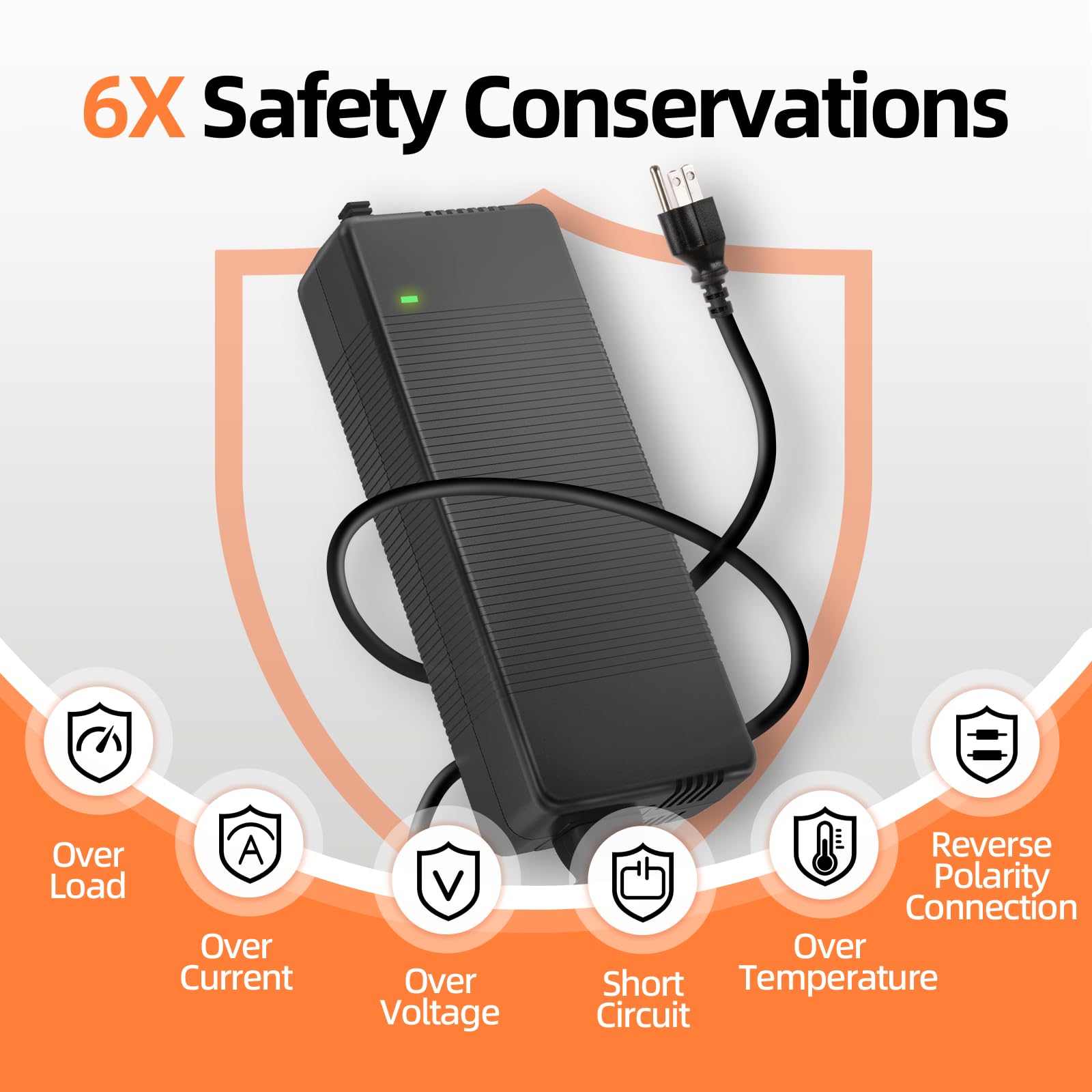 HumsiENK 12V 20A LiFePO4 Chargeur, matériau du boîtier en Plastique, Plus léger, Moins de Bruit, Chargeur Intelligent AC-DC à Charge Lente, Prend en Charge la Charge Rapide