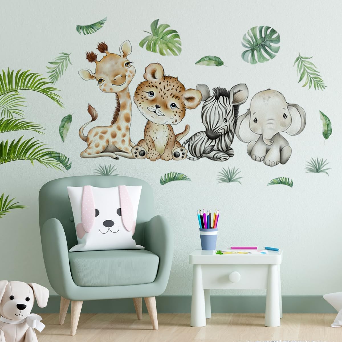 Snapklik.com : 44.88 X2298 Inch Watercolor Jungle Animal Wall Decals ...