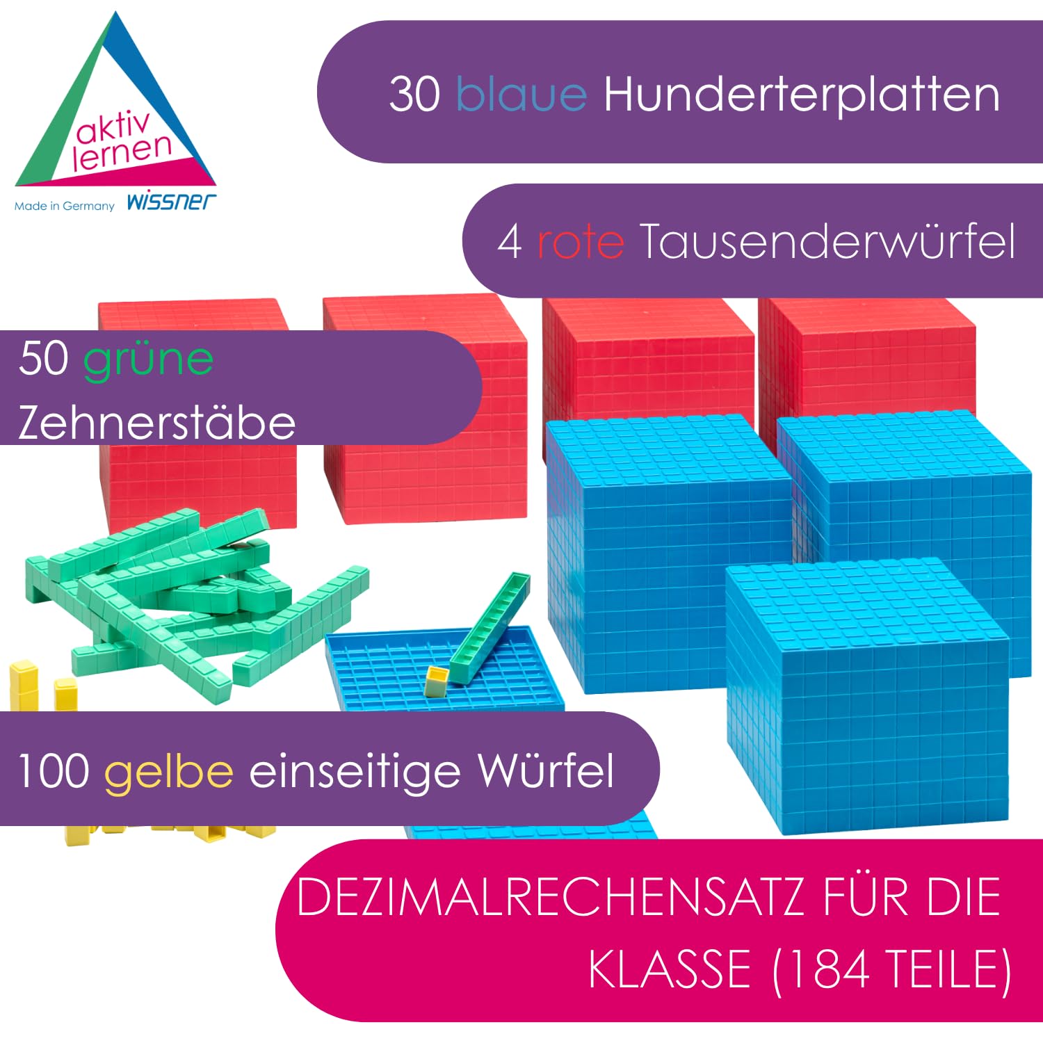WISSNER® RE-Plastic Dienes Dezimal-Rechenmaterial (184 Teile)