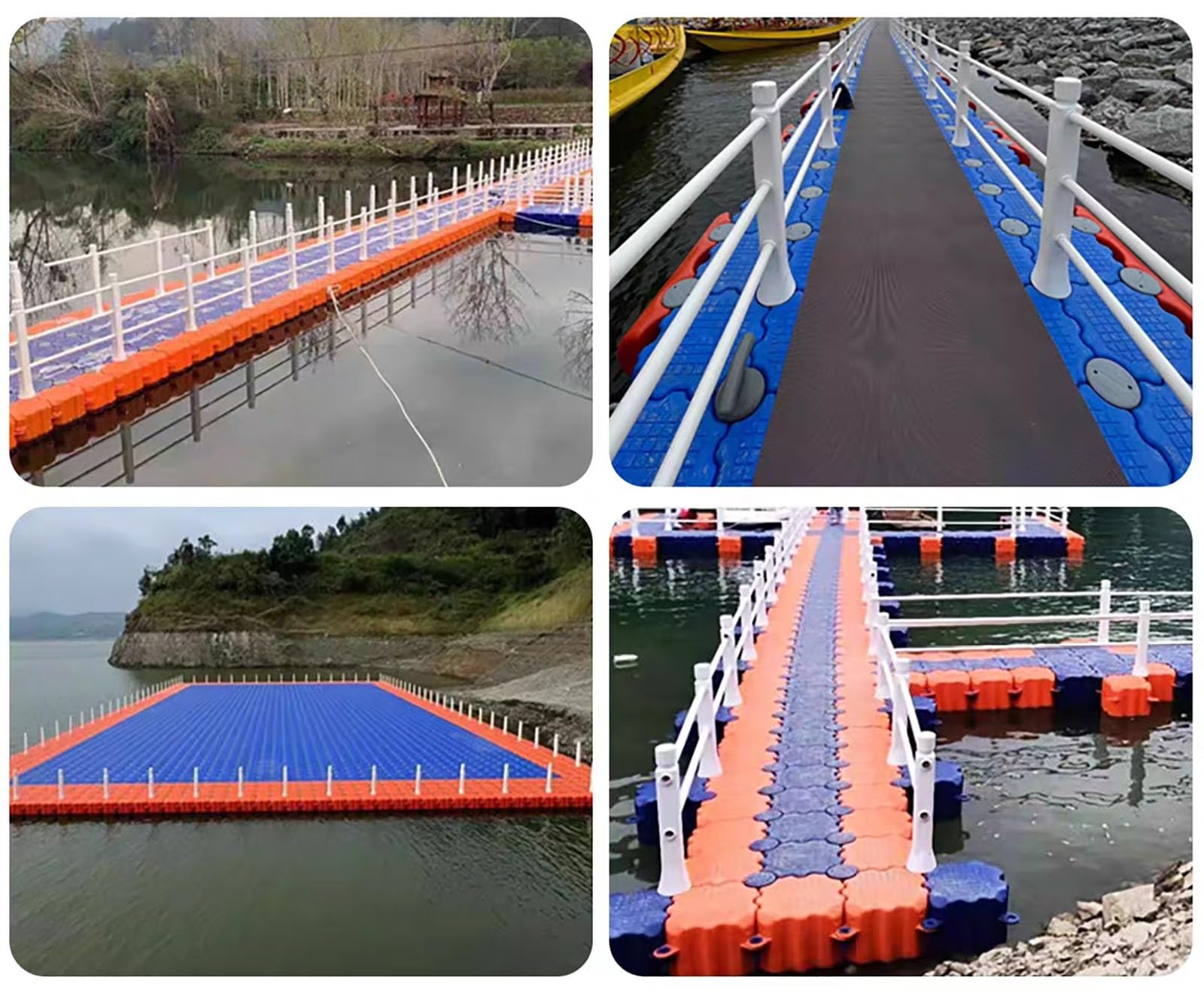 plataforma flotante para pescar Pontones acuáticos de alta capacidad de carga, Kit de muelle flotante portátil/balsas de pesca, Muelle flotante antideslizante de HDPE para escenarios acuáticos(Blue,S(