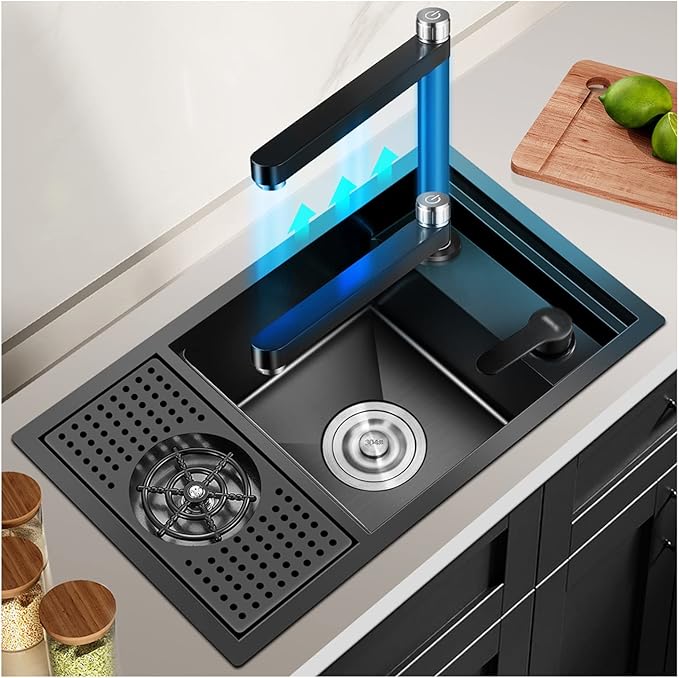 LEYT, 304 Stainless Steel Sink,Sink with Cover Campervan Sink, Open Bar