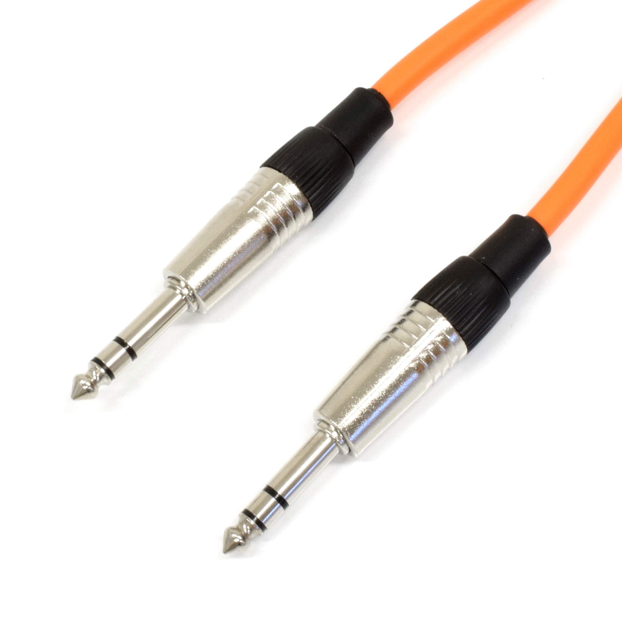 VisioSound 6.35mm 1/4" Stereo TRS Jack to TRS Jack Lead/Balanced Signal Audio Patch Cable (3m, Orange) - Image 2