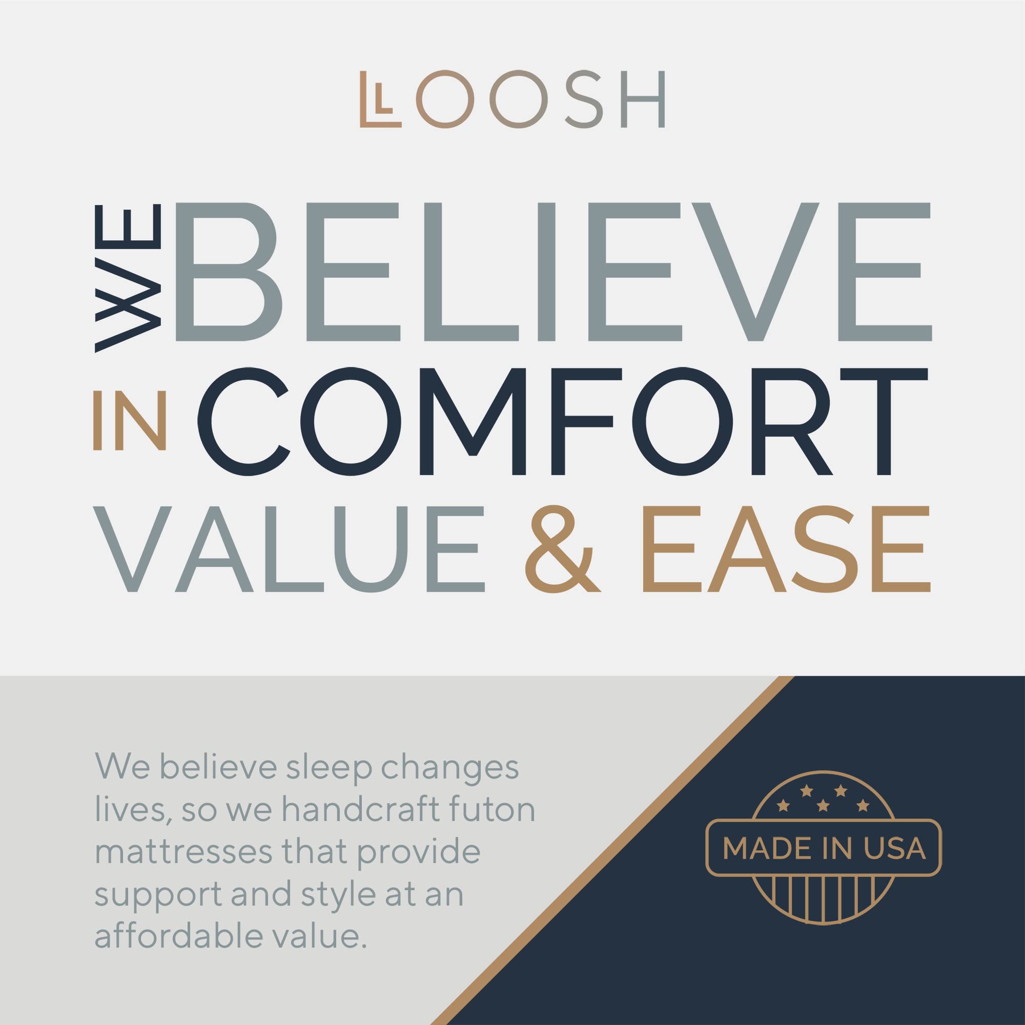 Loosh Home | 10" Full Size Futon Sofa Bed Pocket Coil Foam Mattress - USA Made, Beige, No Frame