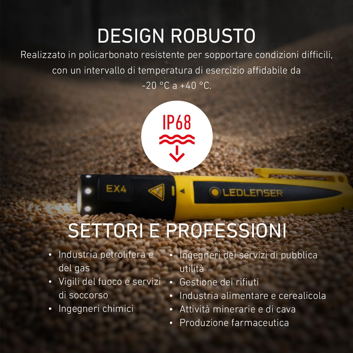 Ledlenser EX4 Torcia ATEX Zona 0, 50lm, Batterie AAA, IP66 | Certificata ATEX, autonomia fino a 7h, 1 modalità, per zone esplosive, serbatoi di carburante e silos per cereali