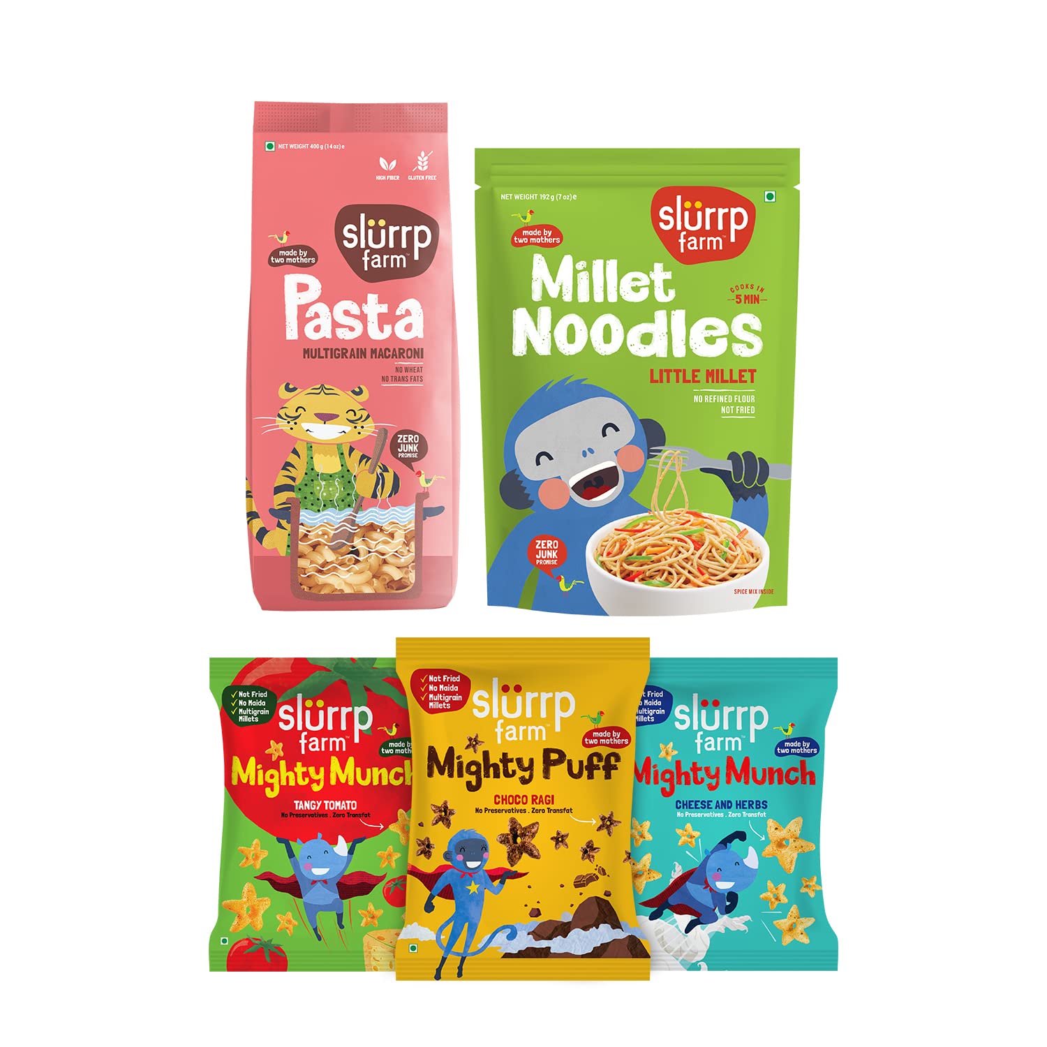 Slurrp Farm No Maida Lunch Box for Kids Combo | Millet based Weekly Tiffin Box for Kids with the Goodness of Oats, Jowar and Ragi| Pack of 5 (B0B58TKV79) Amazon Price History, Amazon Price Tracker
