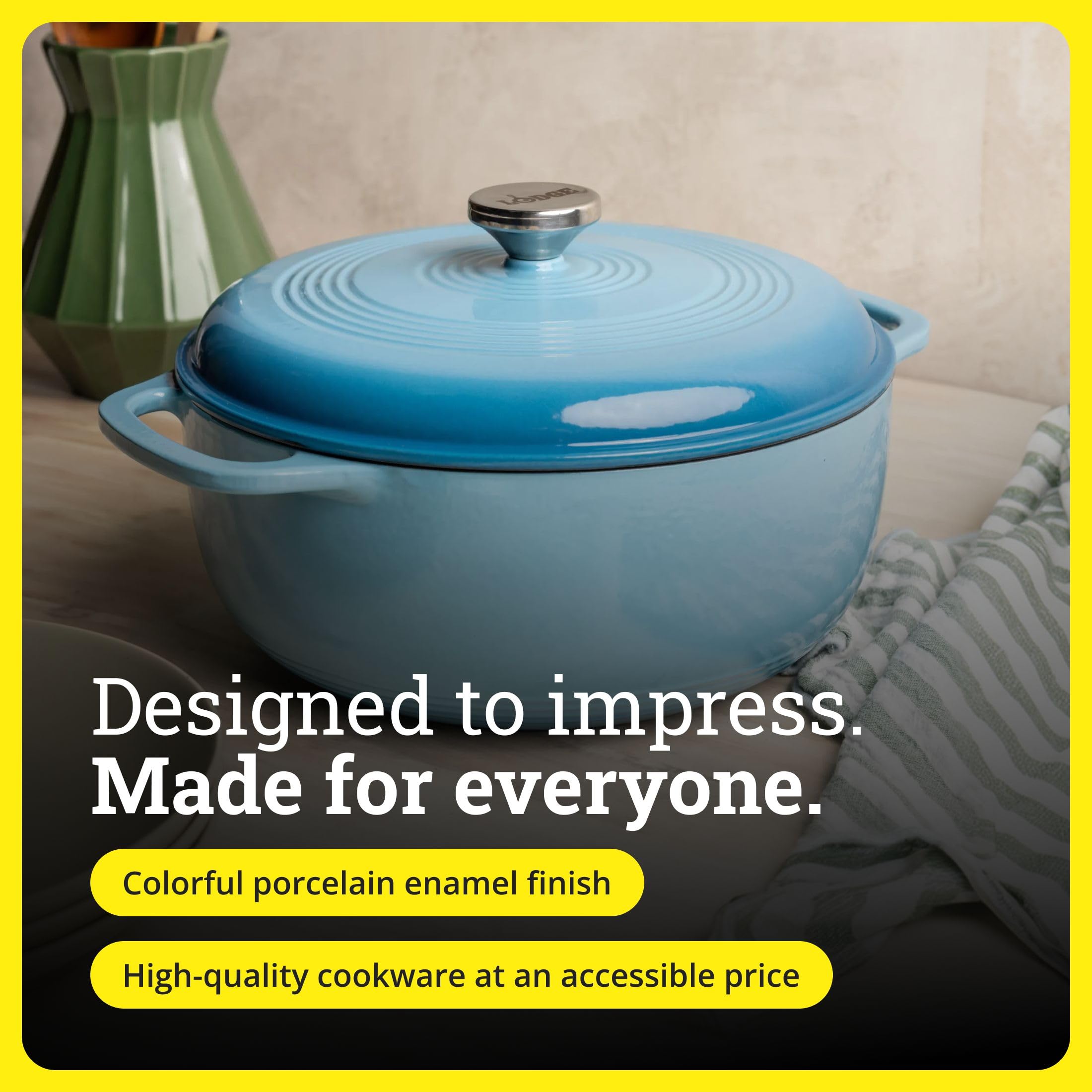 Amazon.com: Lodge Essential Enamel Cast Iron Dutch Oven 6 Quarts