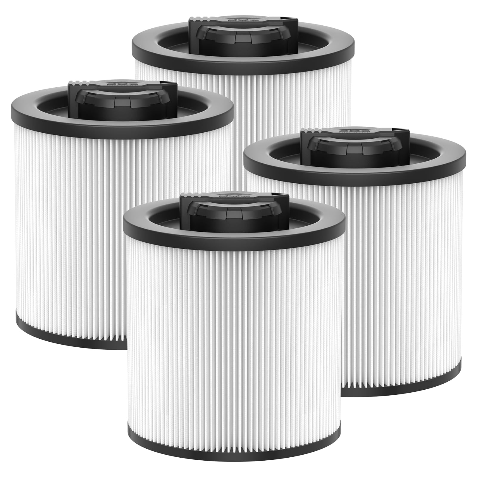 4 Pack DXVC6910 Cartridge Filter Replacement for DEWALT 6-16 Gallon Wet/Dry Vac, for DeWalt Vacuum Cleaner DXV06P DXV09P DXV09PA DXV10P DXV10PL DXV10S DXV10SA DXV10SB DXV12P DXV14P DXV16P, White