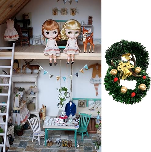 Miniatura 3 de Casa de muñecas, árbol de Navidad, corona de Navidad de casa de muñecas, 2.36 pulgadas, 112, mini coronas artificiales de Navidad, adornos para casa