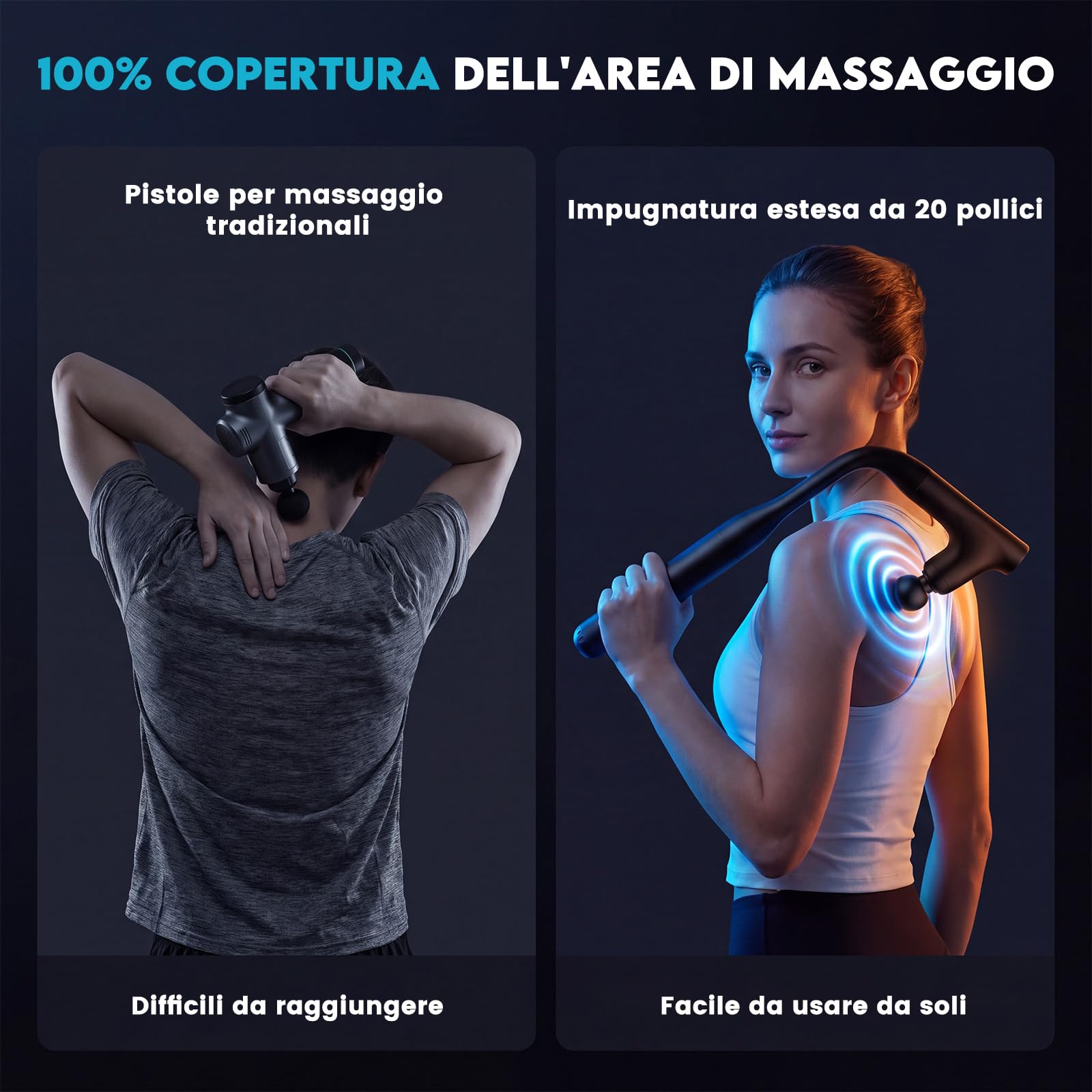 IVJ Pistola Massaggio Muscolare Profonda con Manico Allungabile