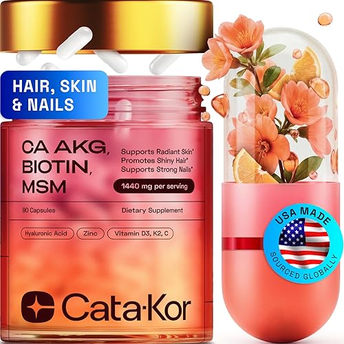 Suplemento para la piel y las uñas con Ca AKG MSM Ácido hialurónico Biotina Vitamina C y vitamina D3 K2 Apoya la piel radiante, promueve el