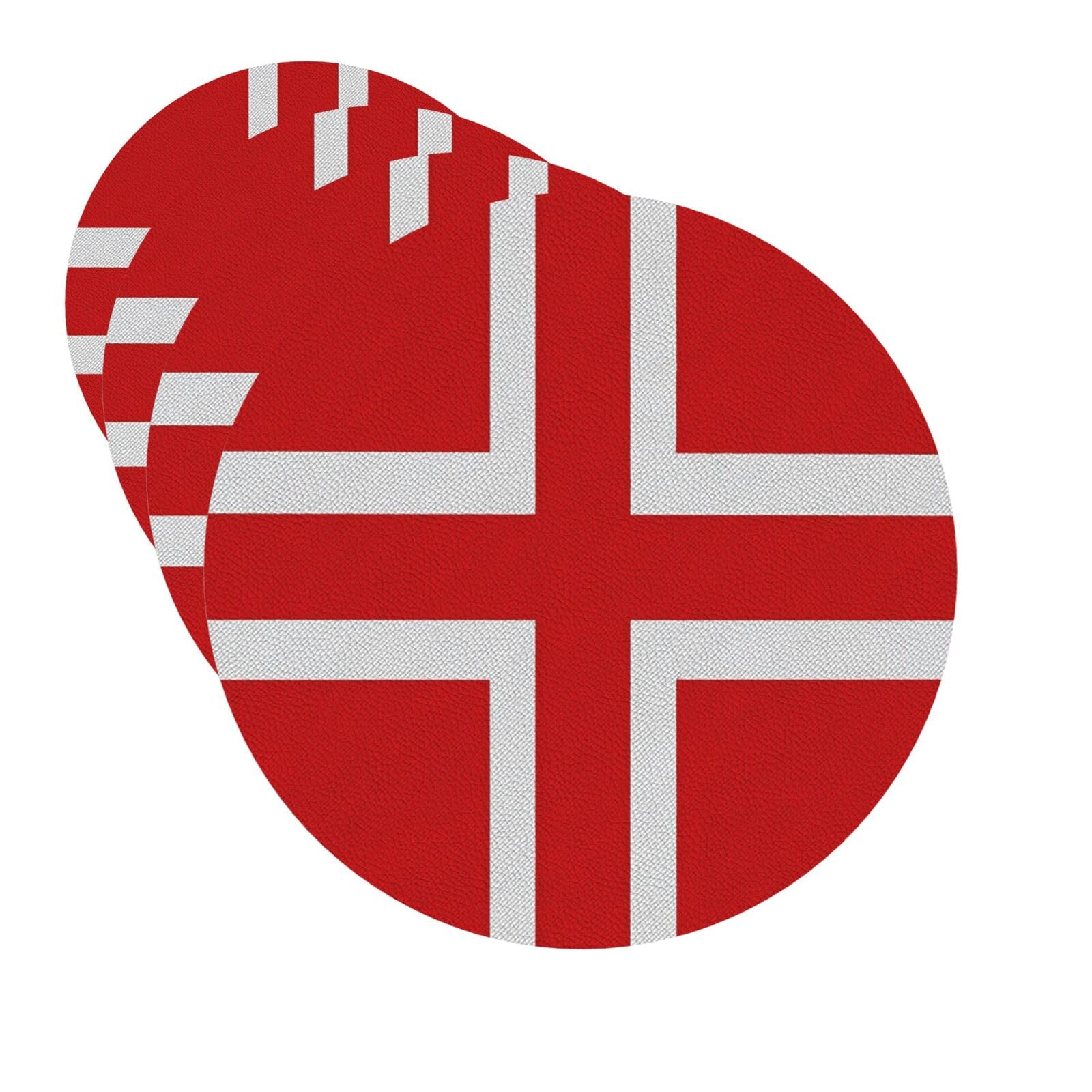 Drink Coasters Set of 4 Quick-Dry Leather Coaster Denmark Danish Flag Coasters for Drinks Coffee Cup Mat Tabletop Protection Heat Resistant Coaster for Kitchen Bar Office Home Decor