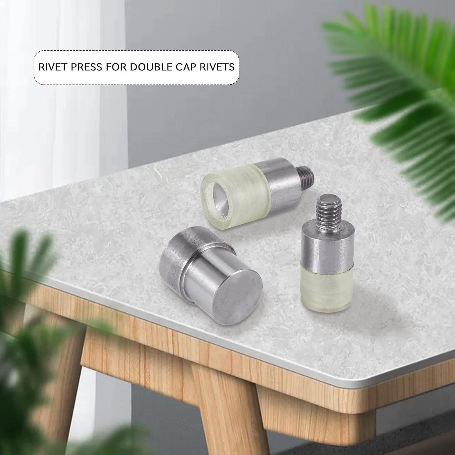 AVIUDHE 5 Sets Double Caps Rivets Dies(5mm/6mm/8mm/10mm/12mm), silver