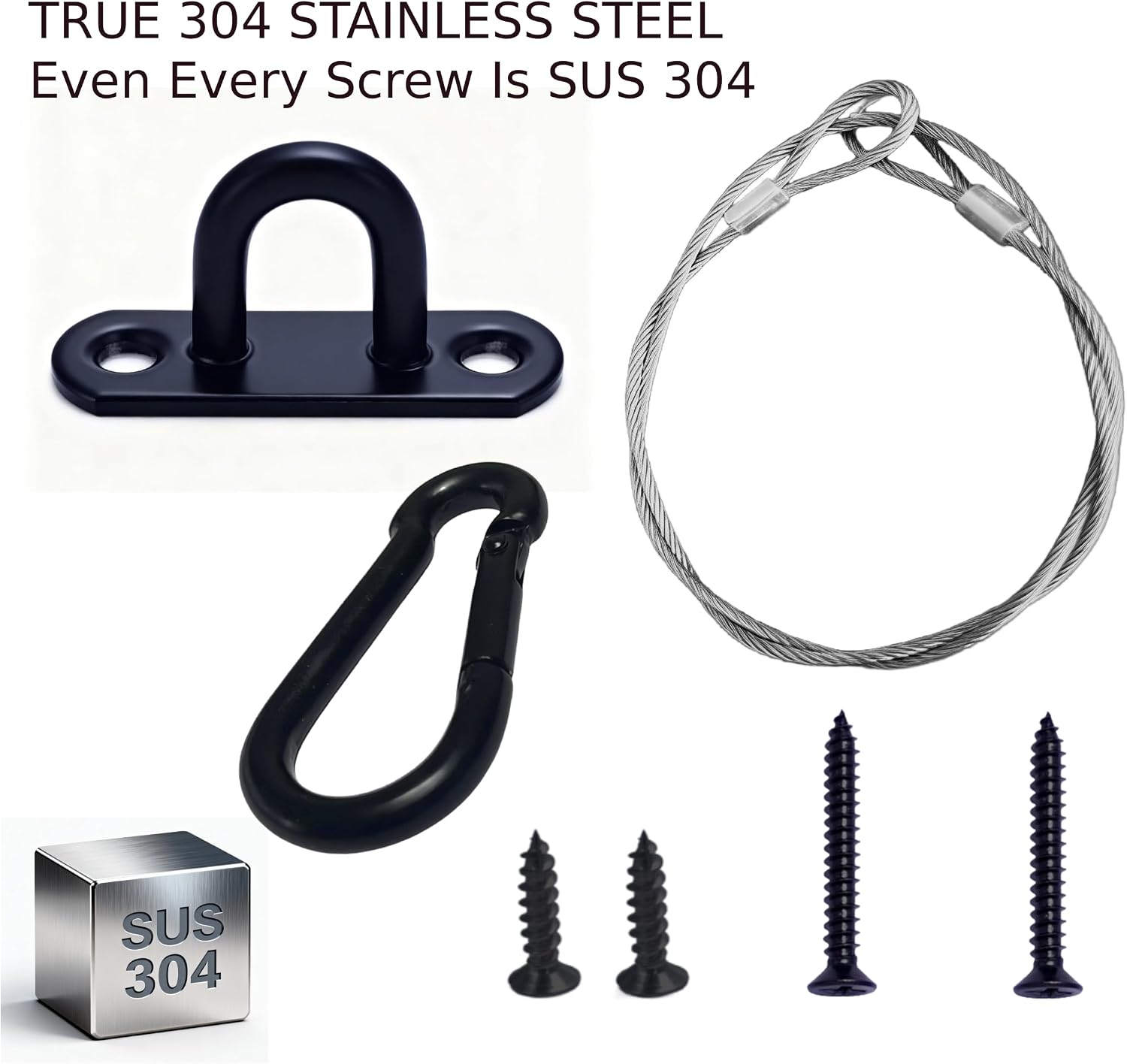 DAMILA 304 Stainless Steel Furniture Anchors – Heavy Duty Anti Tip Wall Anchor Kit with Quick Release, 400 lbs Support for Dresser, TV Stand, Bookcase & Cabinet (Black, 2 Pack)