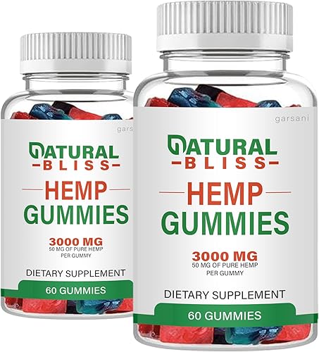 Natural Bliss Hemp - Gomitas de cáñamo Natural Bliss (paquete de 2, 120 gomitas)