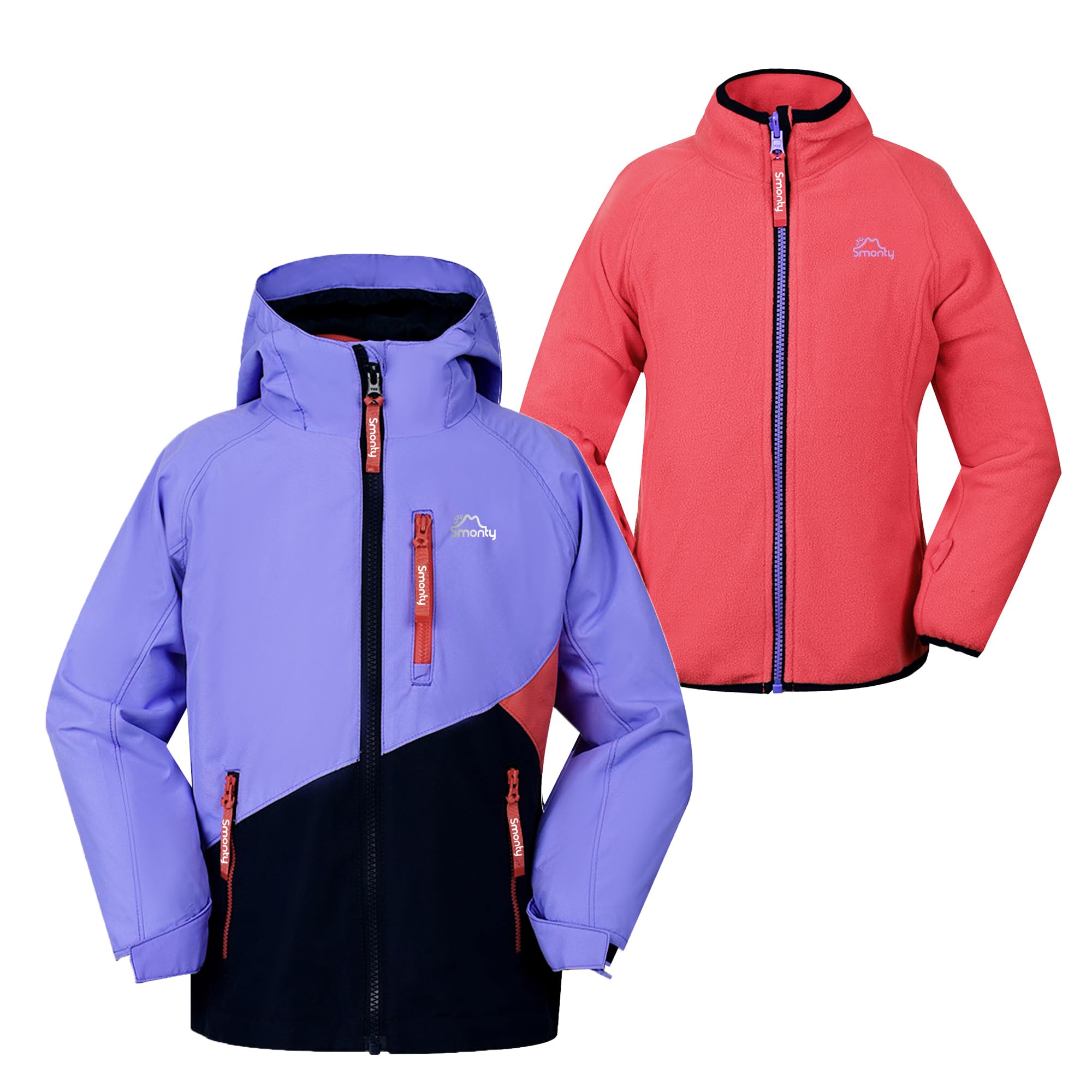 SMONTY Giacca per bambini 3 in 1, giacca softshell, cappotto per bambini maschi e femmine, giacca per bambini