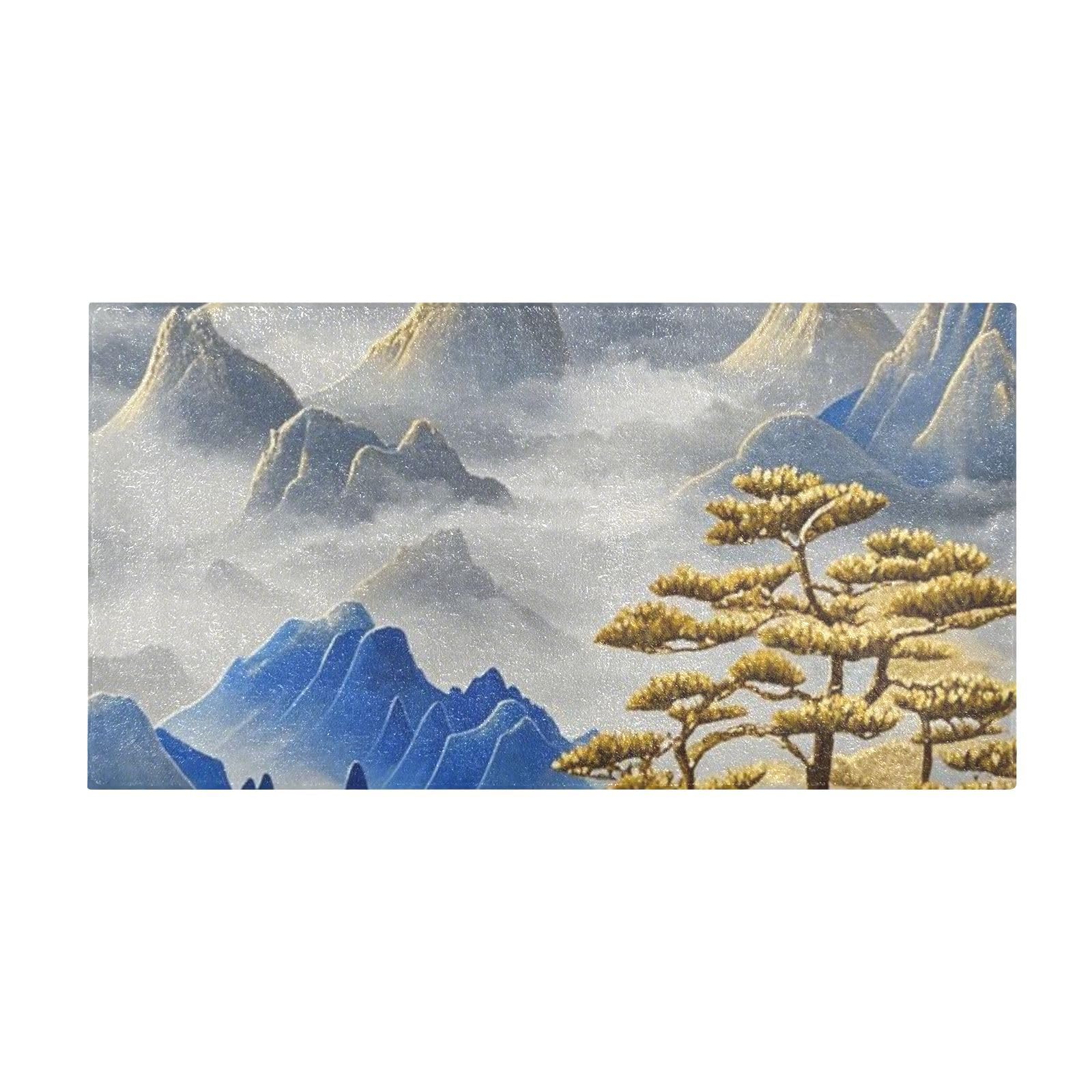 Tapis antidérapant de salle de bain ultra absorbant motif bleu nuit