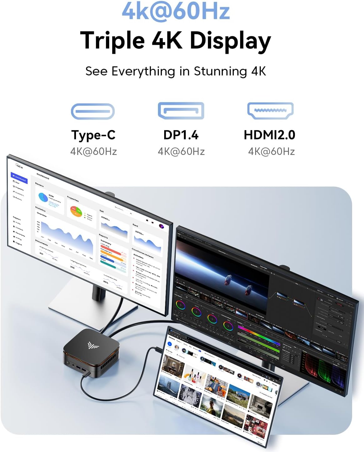 KAMRUI Pinova P1 Mini PC Computer, AMD Ryzen 4300U Processor, 16GB DDR4 RAM 256GB M.2 SSD, Mini Desktop Computer Support Triple 4K, USB-C, WiFi, Bluetooth, Ethernet, HTPC for Business, Education, Home - Image 5