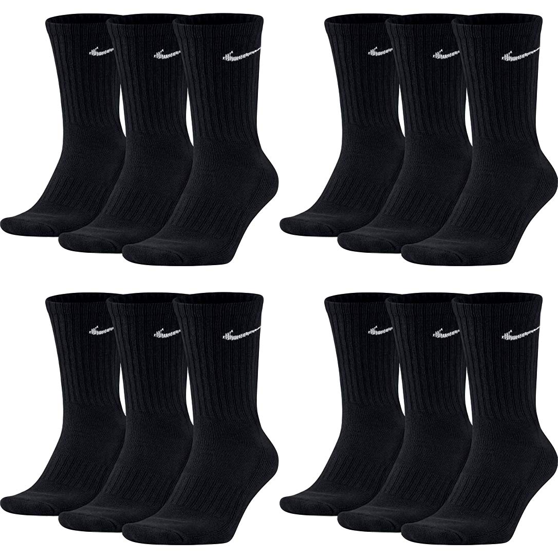 Nike 18 Paar Socken Herren Damen Sparset Tennissocken Sportsocken Laufsocken Paket Bundle SX4508 Weiß Schwarz Grau