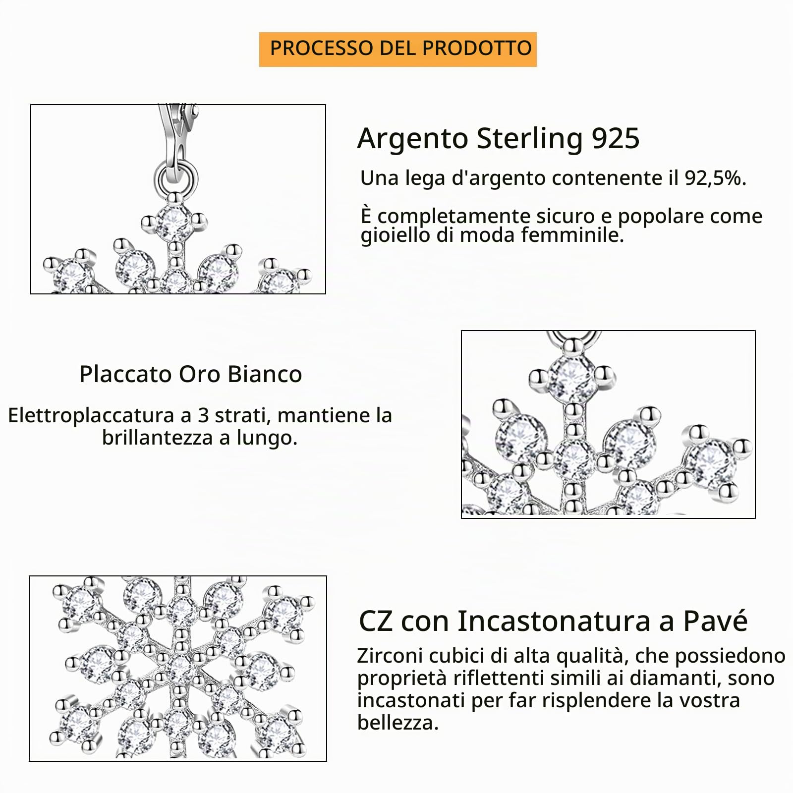 Orecchini a Fiocco di Neve da Donna Argento Sterling 925 con Zirconi Cubici Neve Orecchini Pendenti Gioielli di Natale Regali per Donne