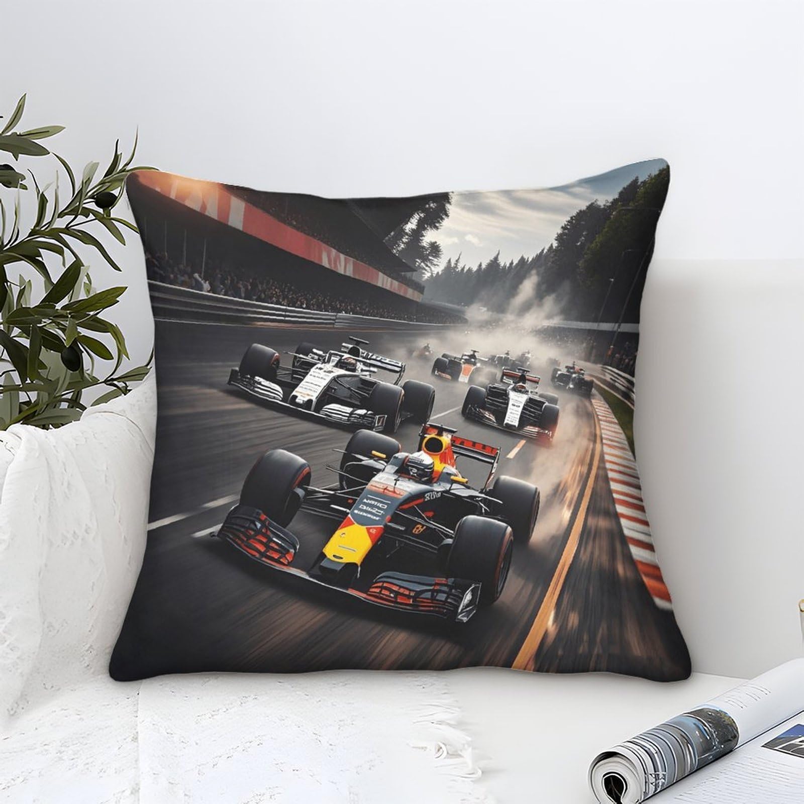 3U6C4M9K Formulaa Racing Cushion Cover 50x50cm, Racing Car Throw Pillow Case Decor for Home Livingroom Couch Bedroom Sofa Decorate